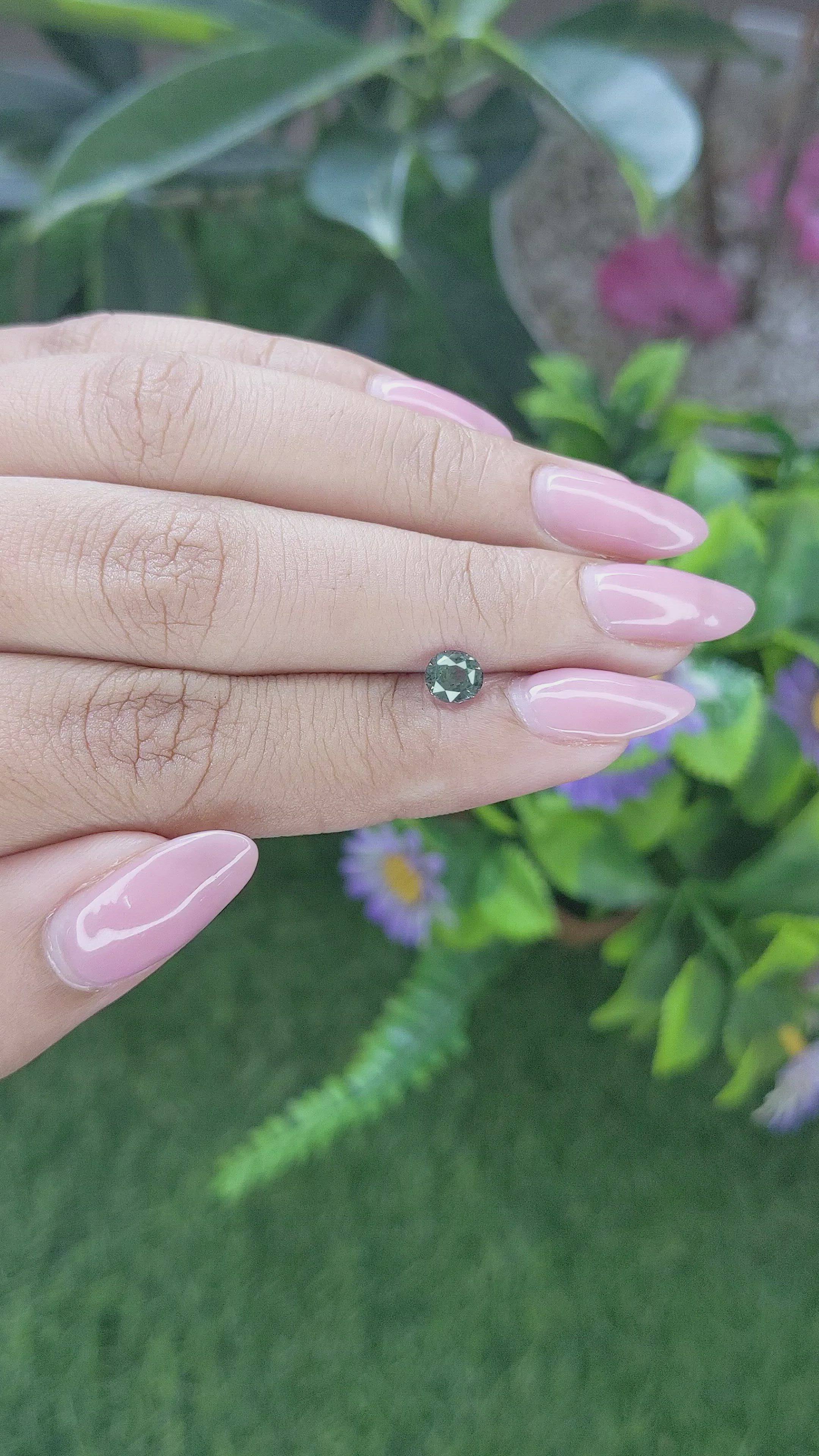 0.74 Ct. Bluish Green Sapphire from Tanzania Size Video