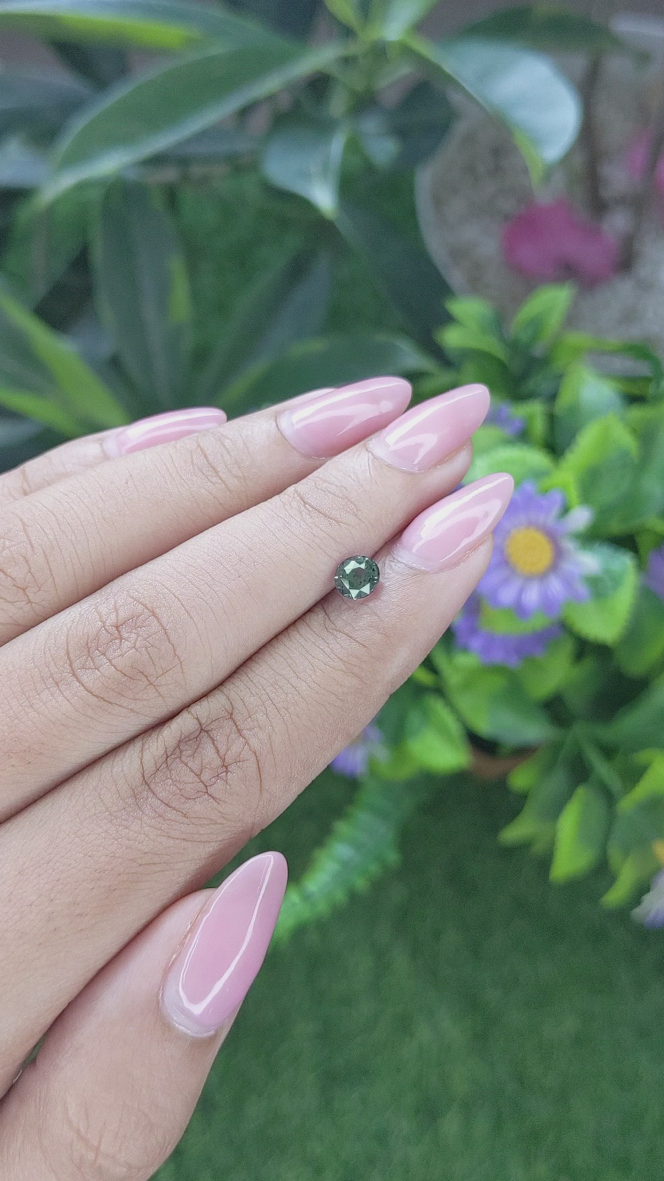 0.74 Ct. Bluish Green Sapphire from Tanzania Size Video