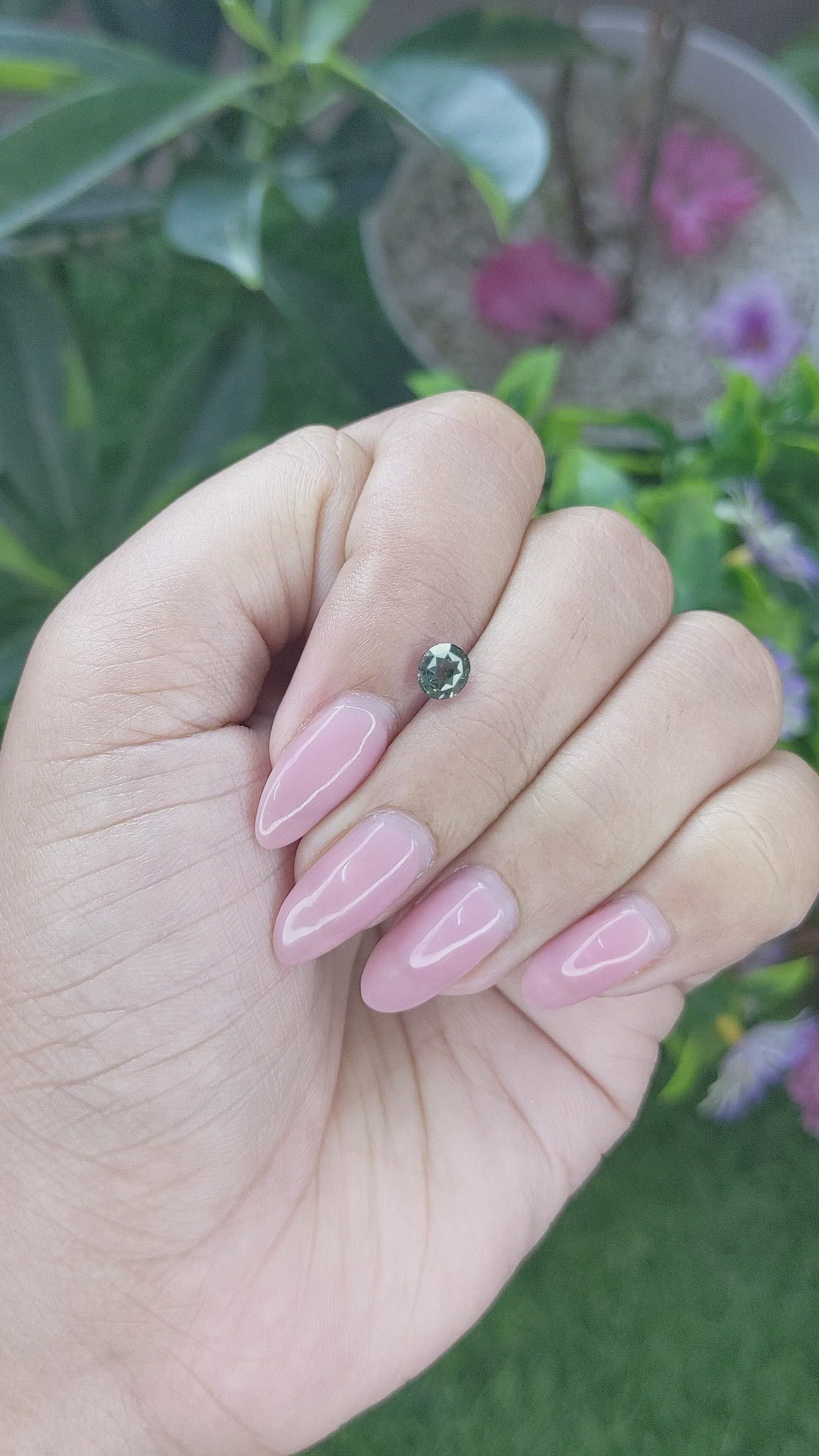 0.74 Ct. Bluish Green Sapphire from Tanzania Size Video