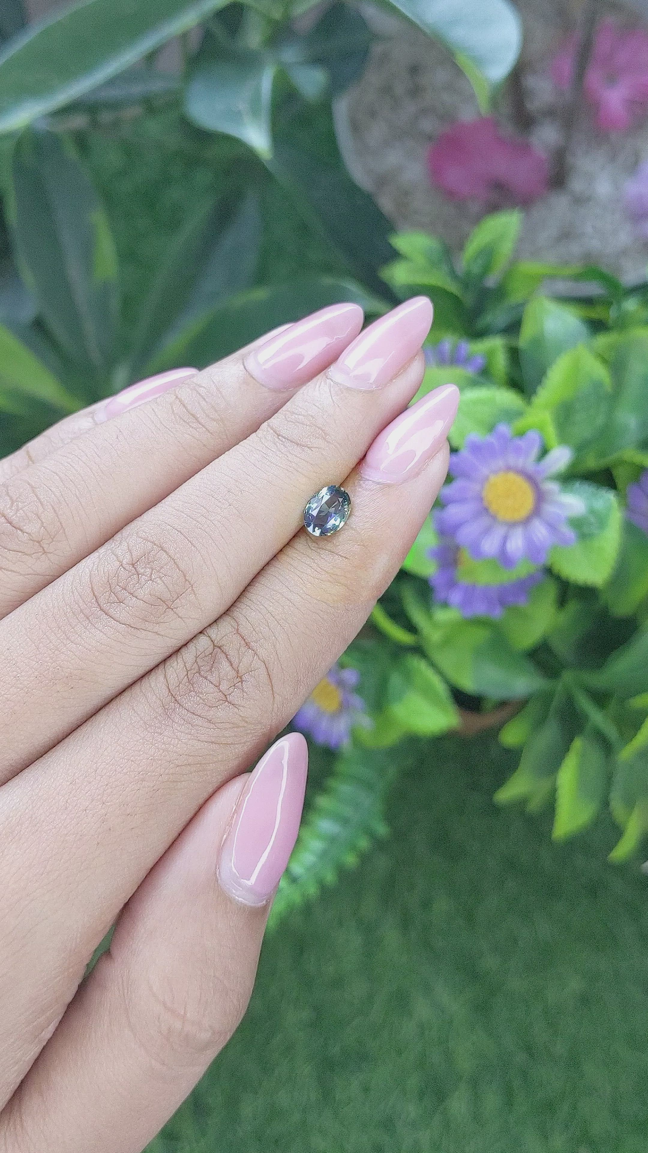 0.89 Ct. Bluish Green Sapphire from Tanzania Size Video