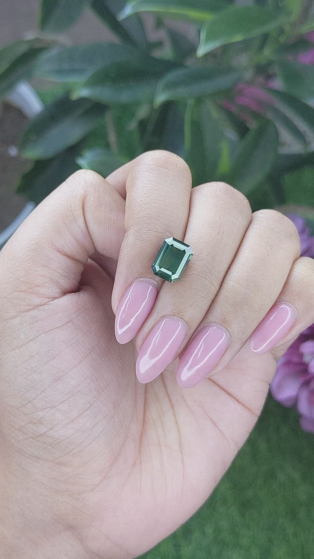 4.07 Ct. Bluish Green Sapphire from Madagascar Size Video