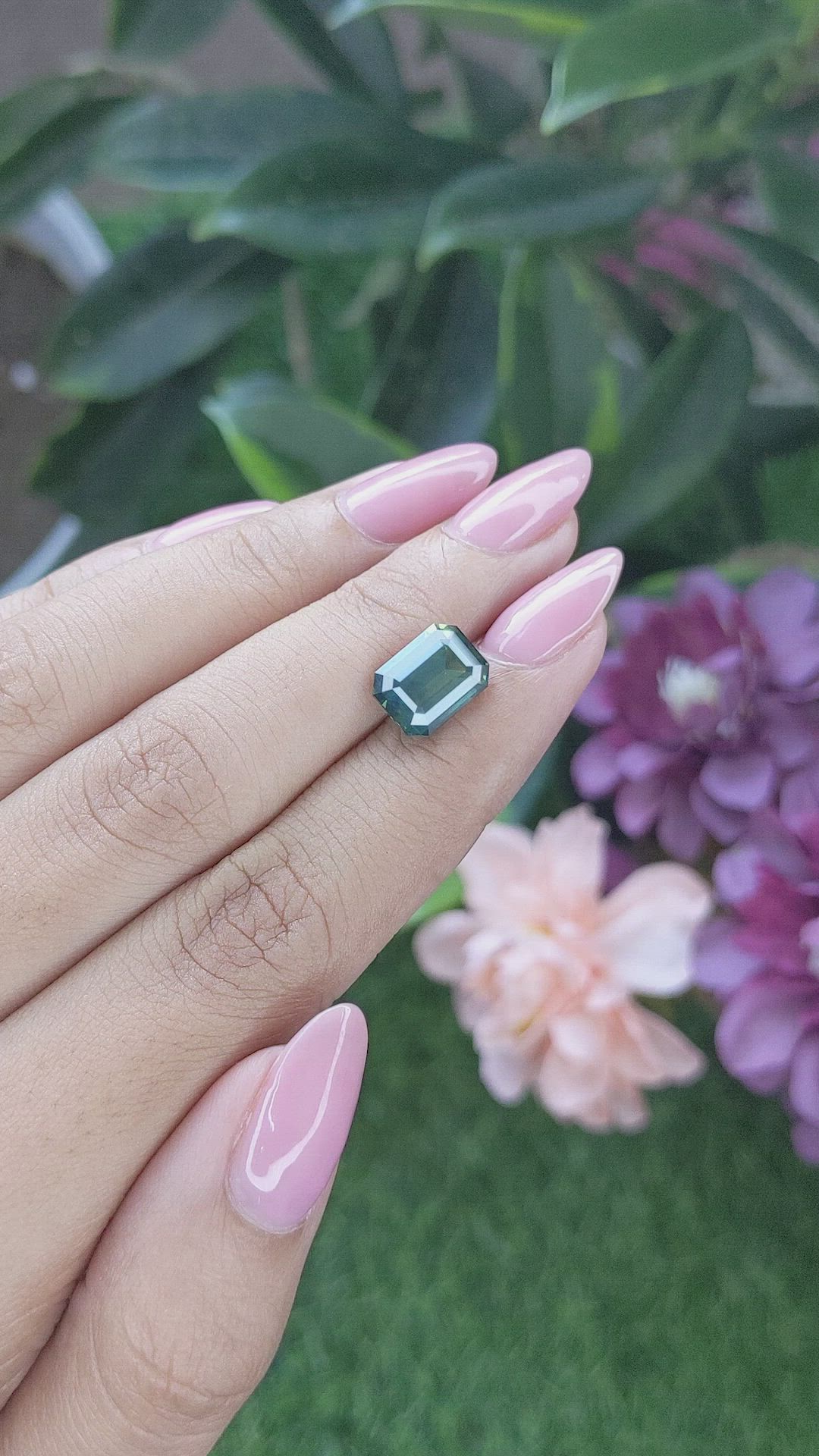 4.07 Ct. Bluish Green Sapphire from Madagascar Size Video