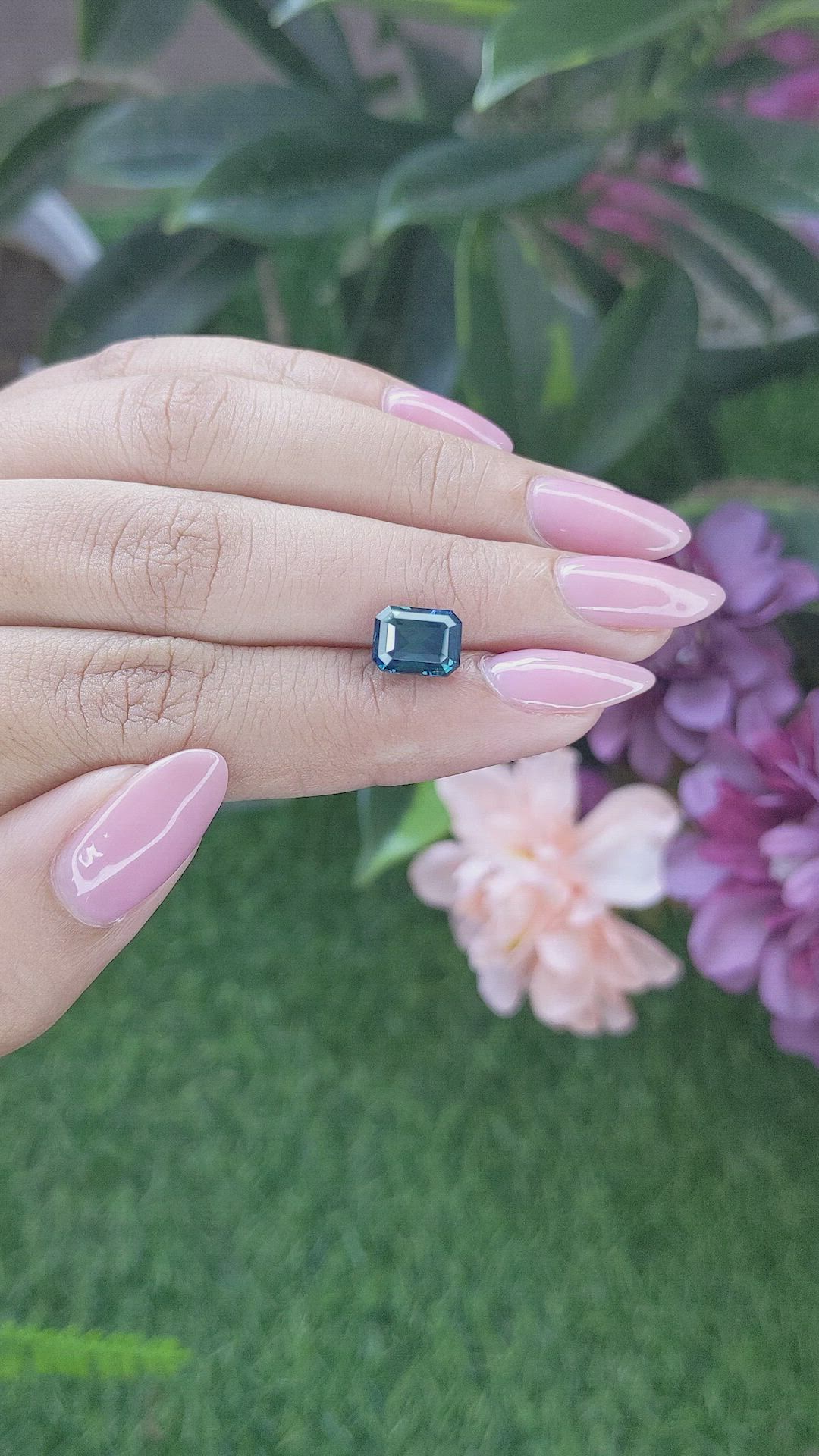 3.02 Ct. Greenish Blue Sapphire from Madagascar Size Video