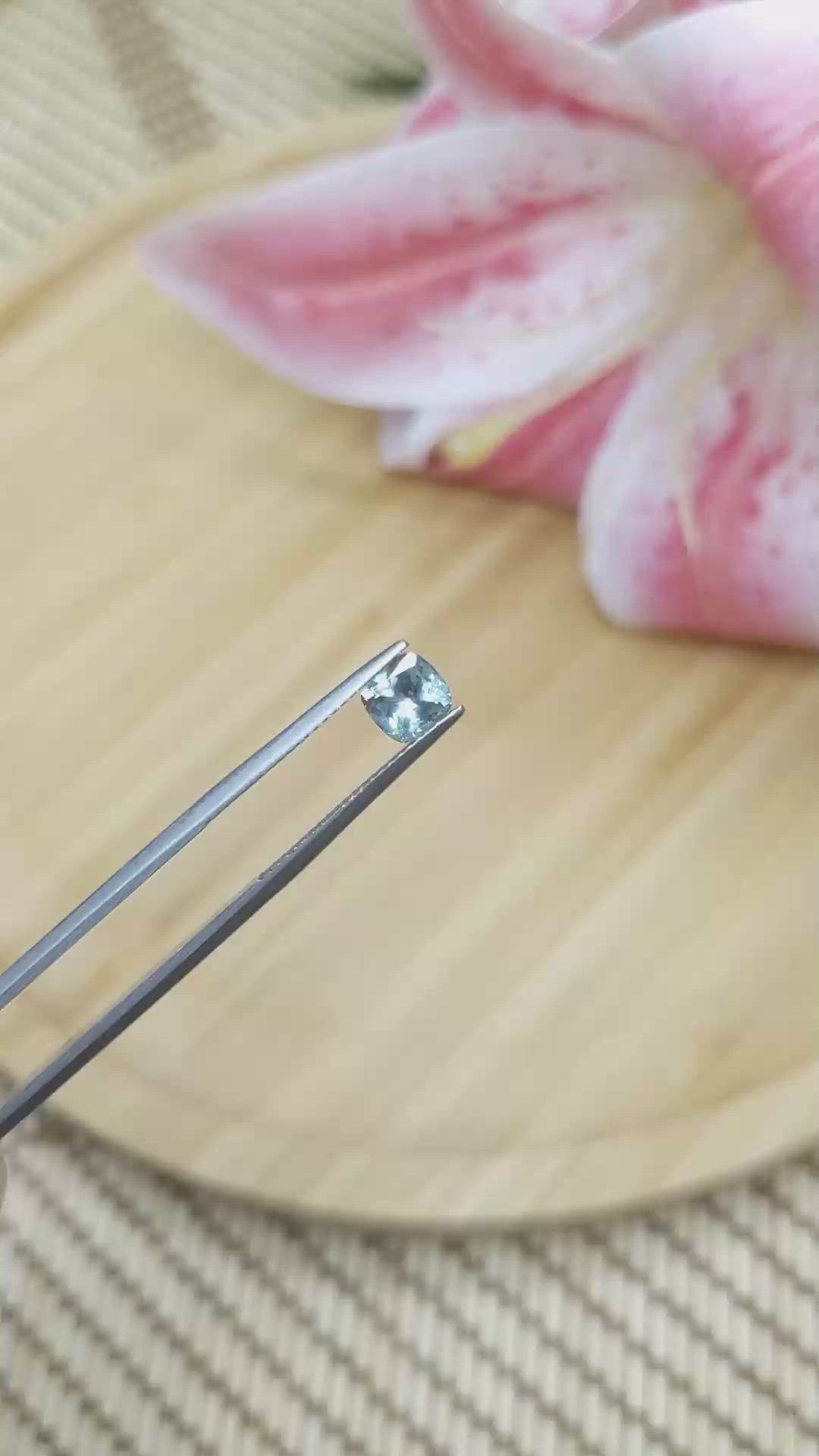 0.92 Ct. Greyish Blue Sapphire from Montana Size Video