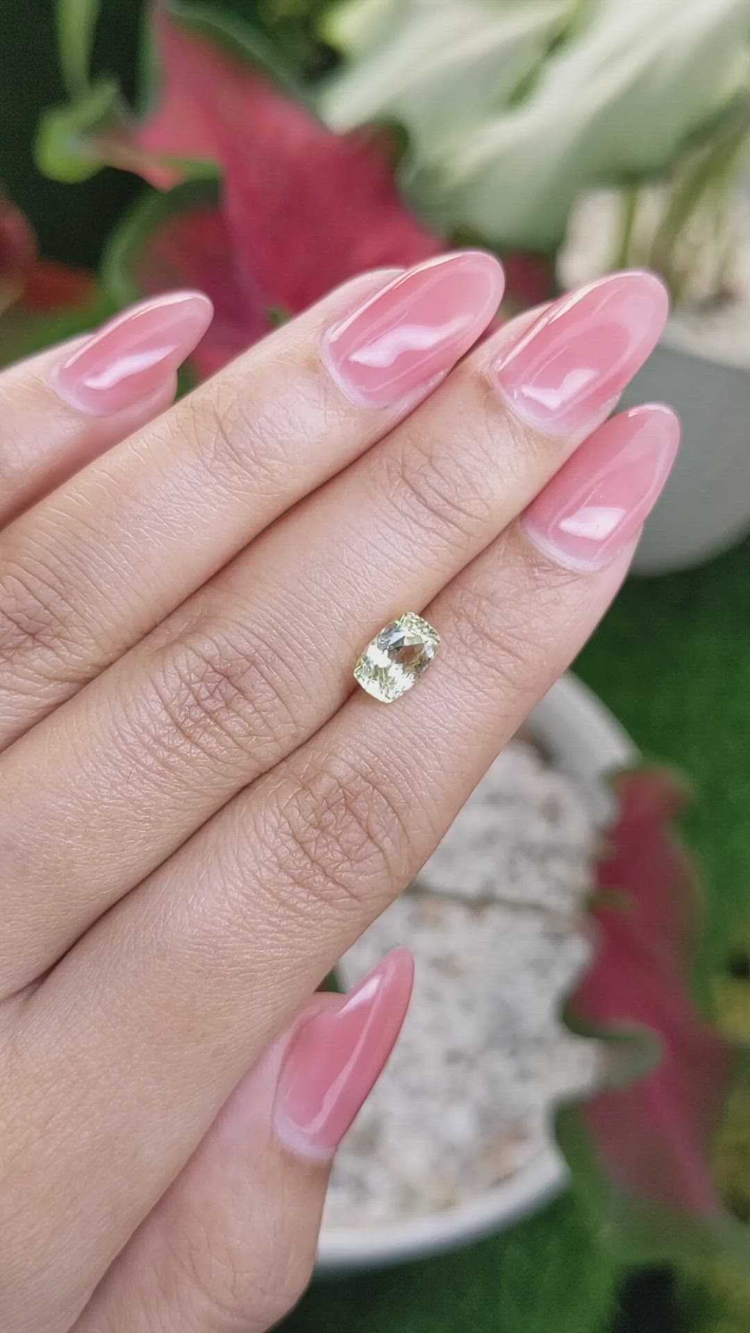 1.81 Ct. Greenish Yellow Sapphire from Montana Size Video