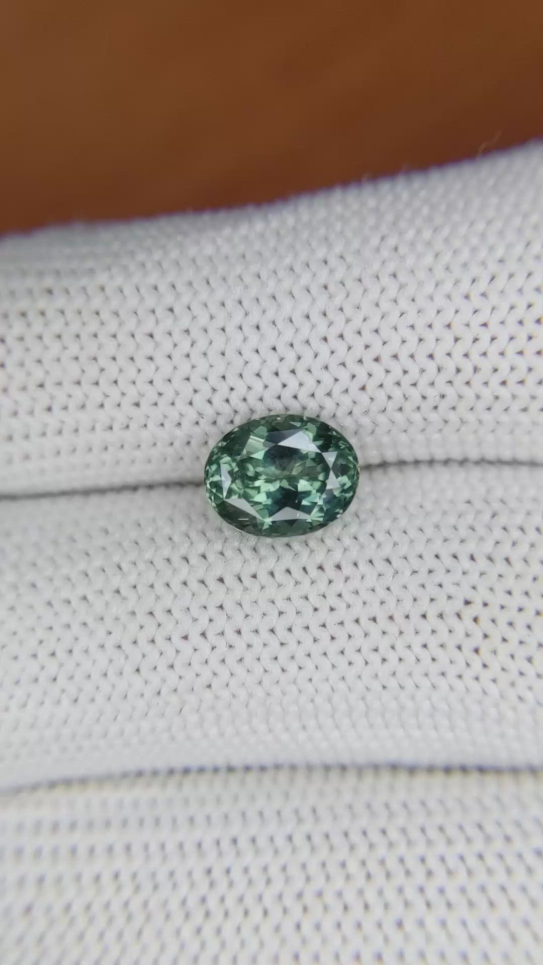 2.26 Ct. Bluish Green Sapphire from Montana Size Video