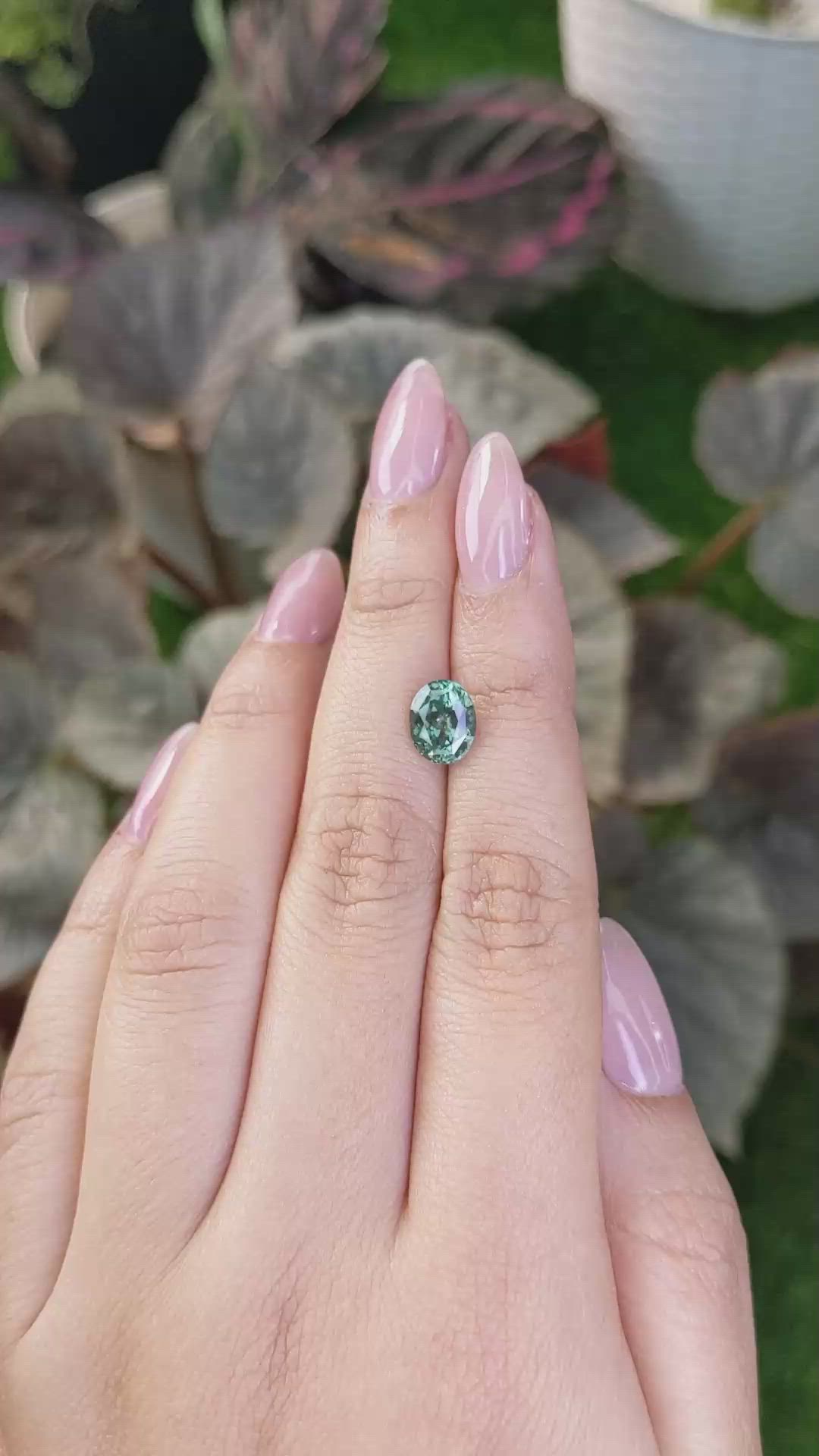 2.26 Ct. Bluish Green Sapphire from Montana Size Video