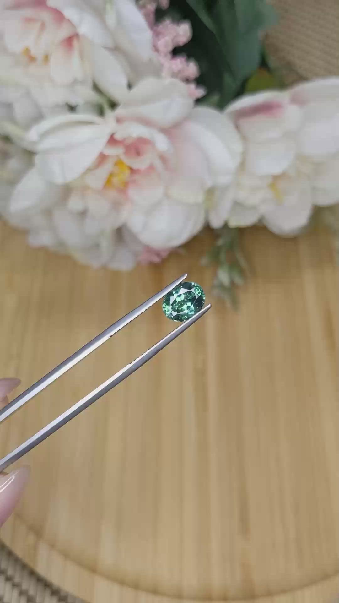 2.26 Ct. Bluish Green Sapphire from Montana Size Video