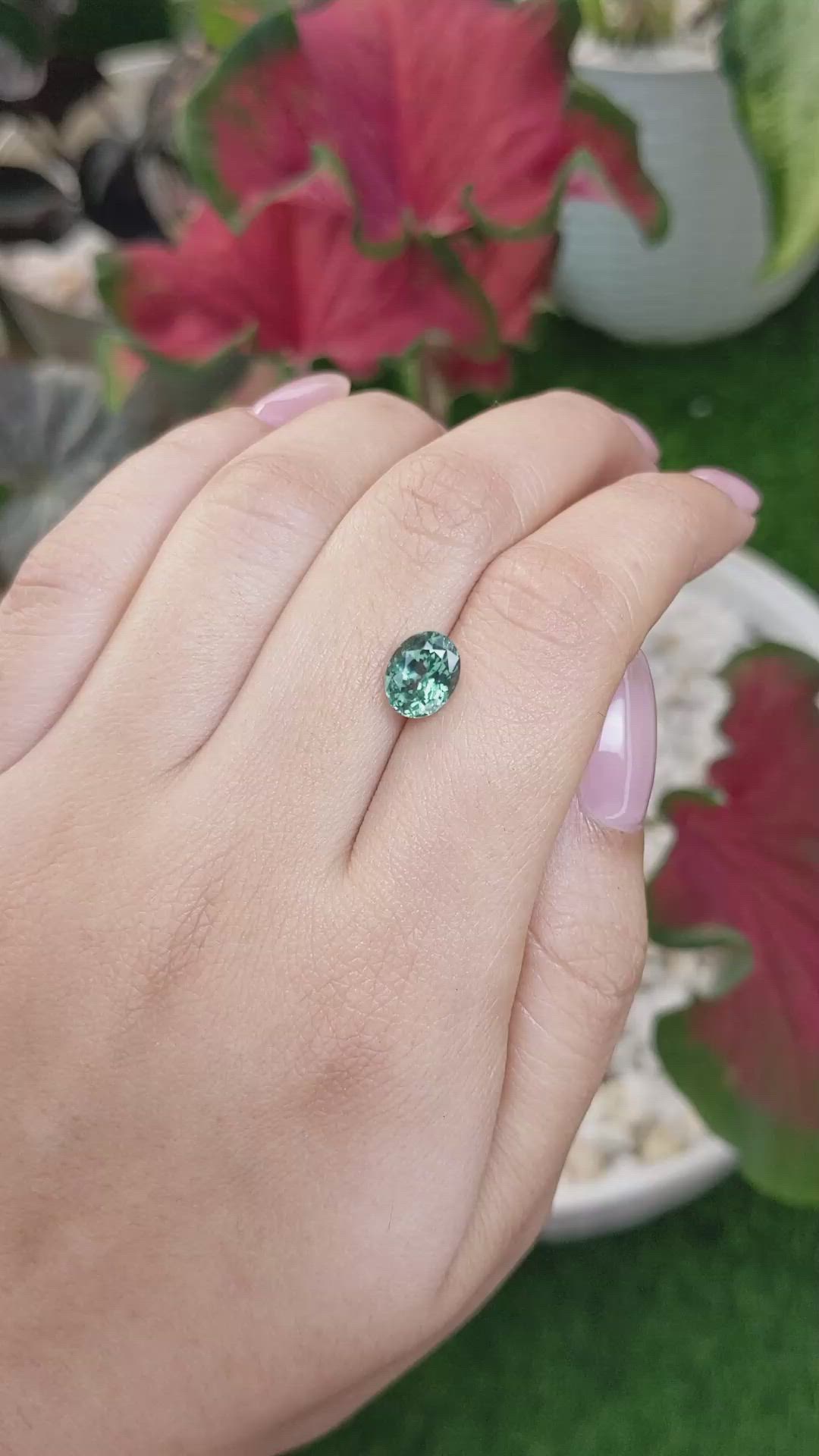 2.26 Ct. Bluish Green Sapphire from Montana Size Video