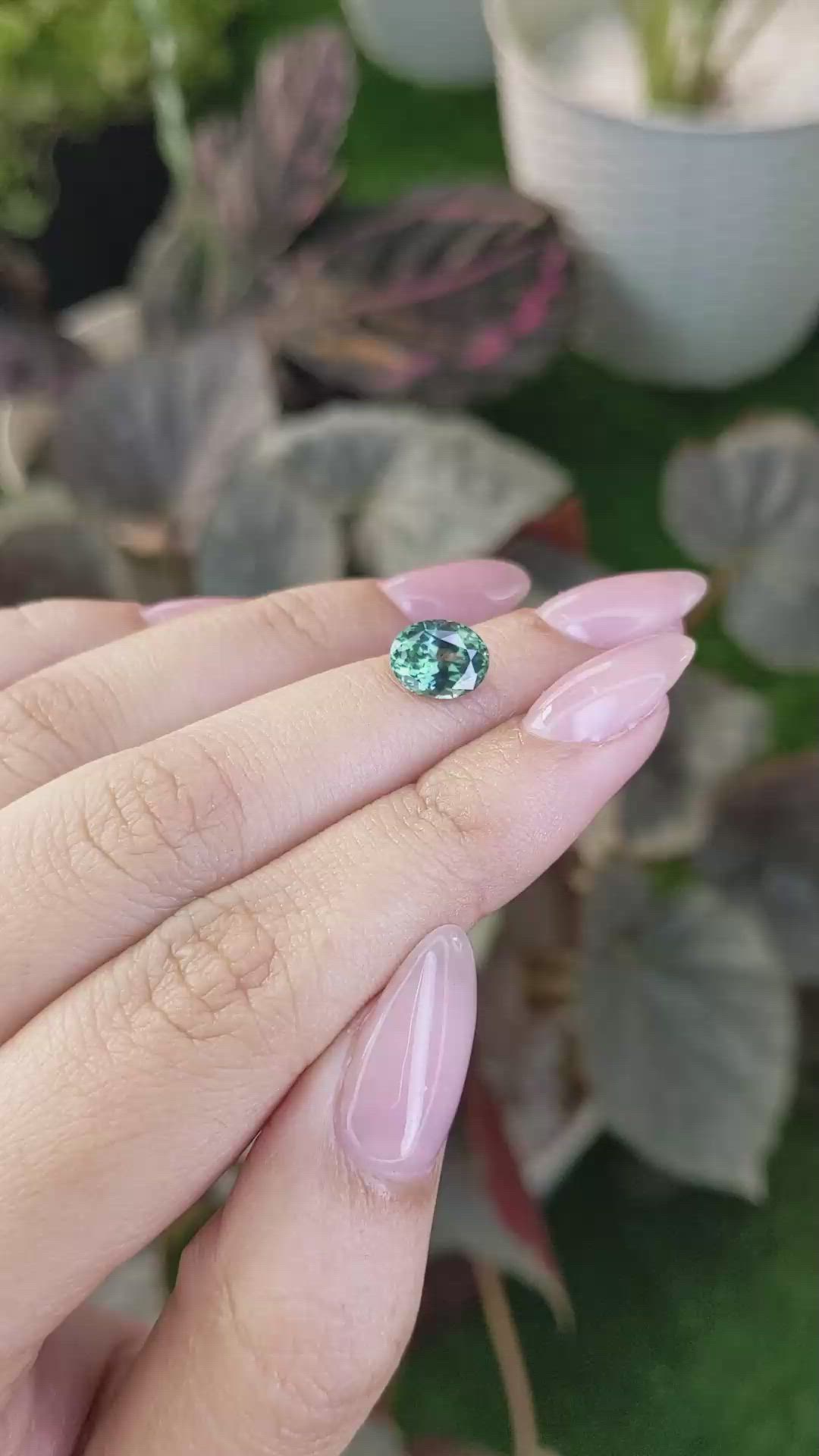 2.26 Ct. Bluish Green Sapphire from Montana Size Video