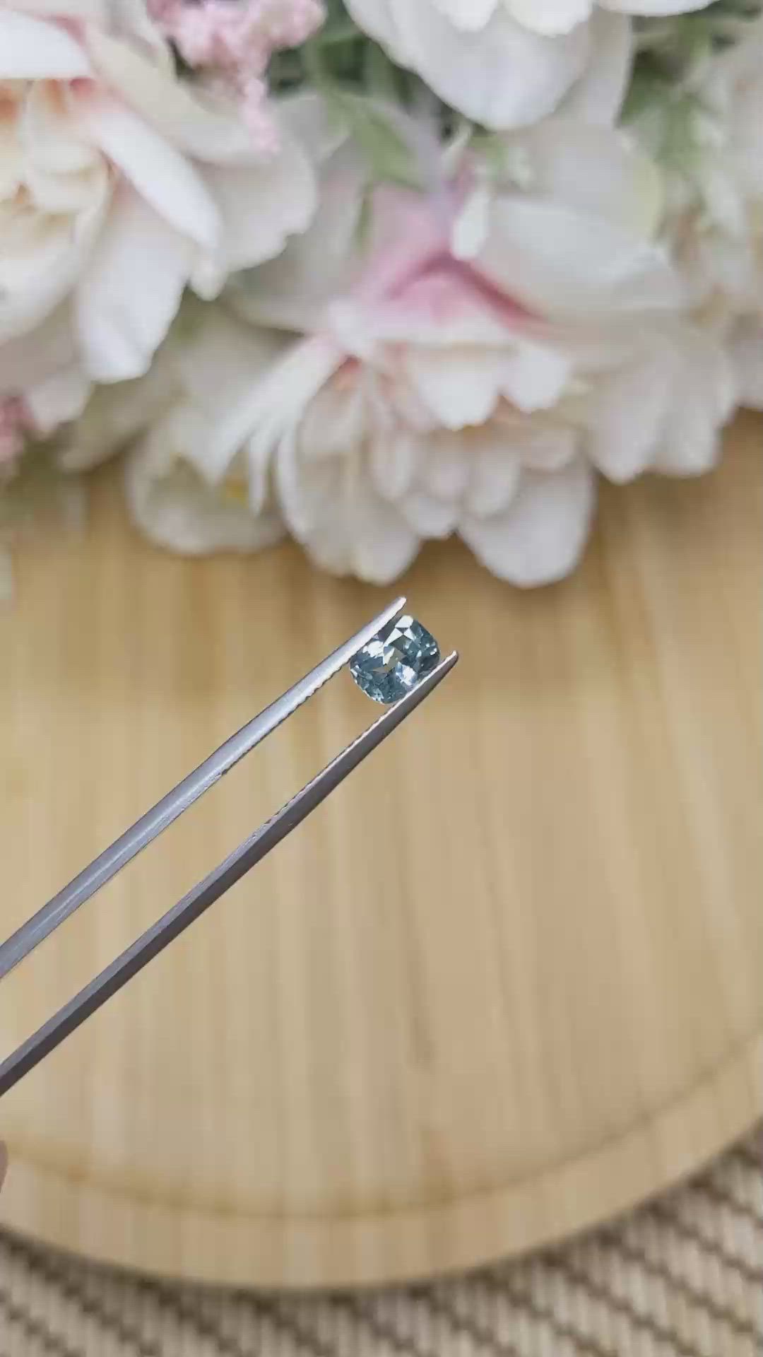 1.12 Ct. Greenish Blue Sapphire from Montana Size Video