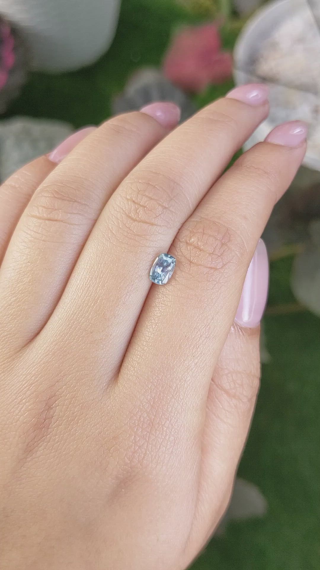 0.89 Ct. Greyish Blue Sapphire from Montana Size Video