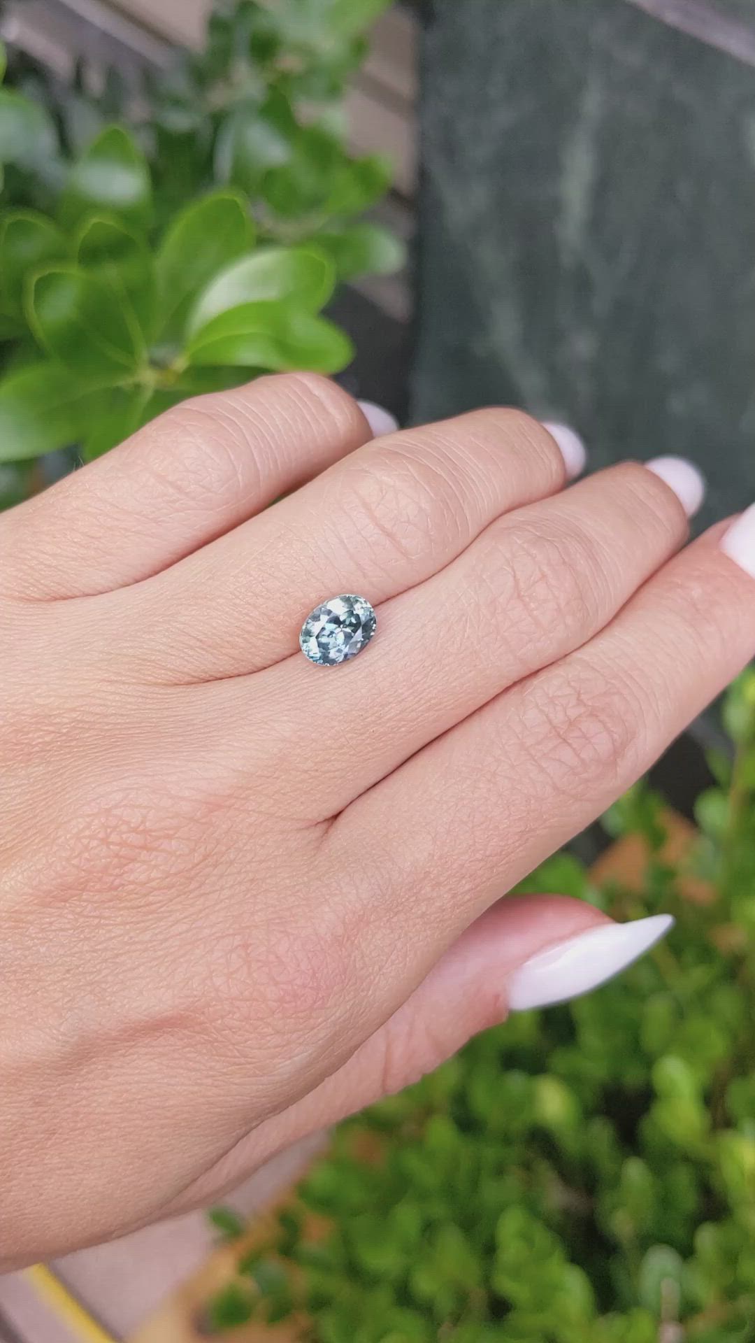 1.85 Ct. Greenish Blue Sapphire from Montana Size Video