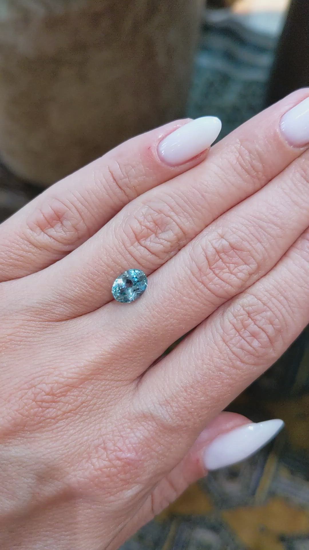 1.85 Ct. Greenish Blue Sapphire from Montana Size Video