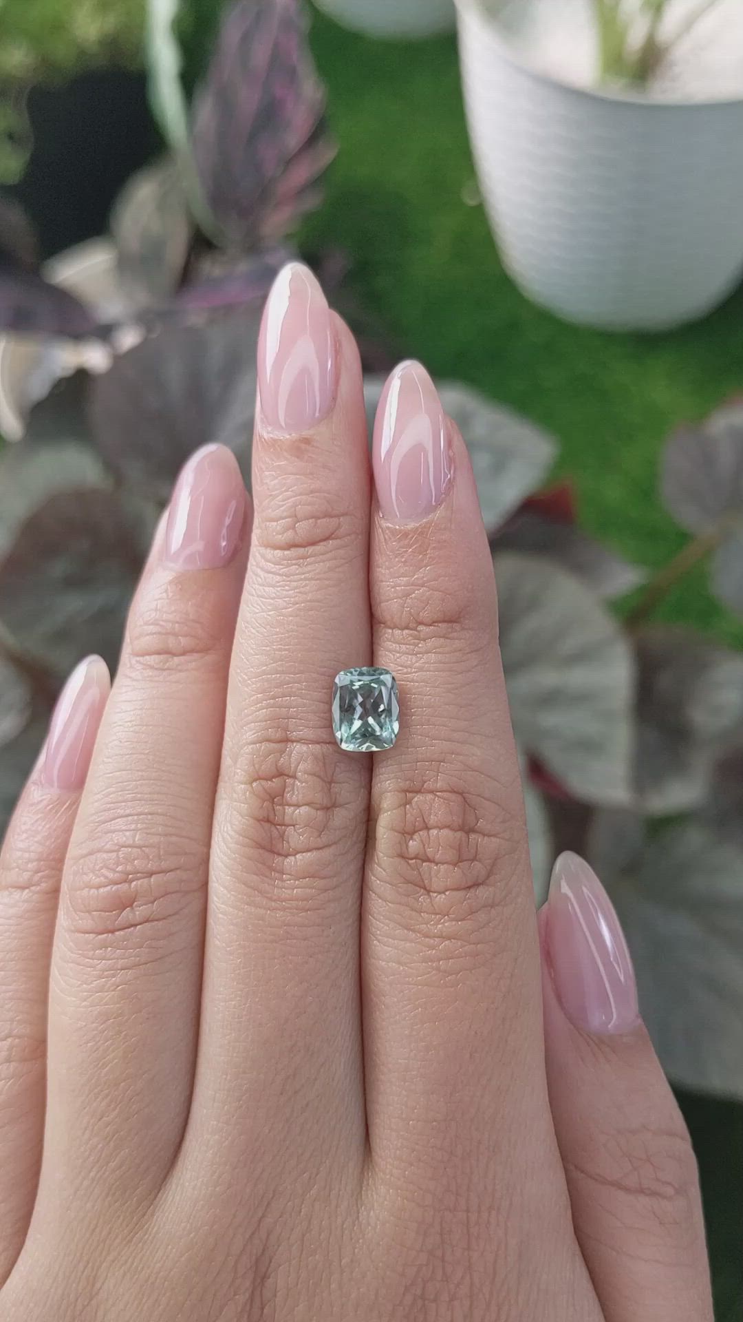 2.06 Ct. Bluish Green Sapphire from Montana Size Video