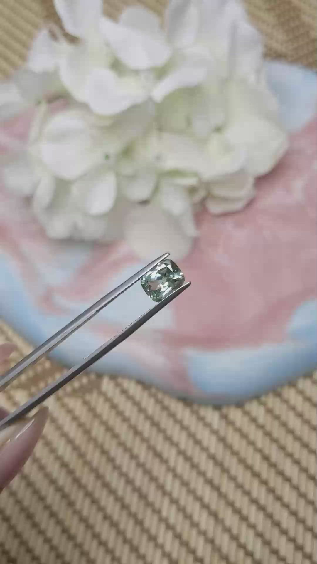 2.06 Ct. Bluish Green Sapphire from Montana Size Video