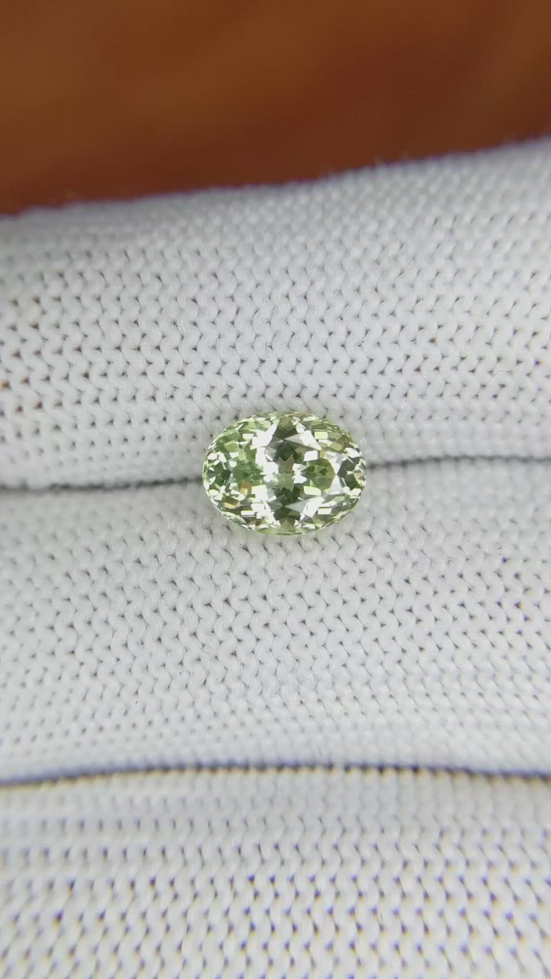 2.20 Ct. Yellowish Green Sapphire from Montana Size Video