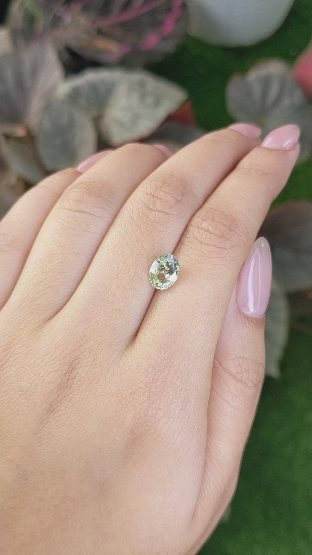 2.20 Ct. Yellowish Green Sapphire from Montana Size Video