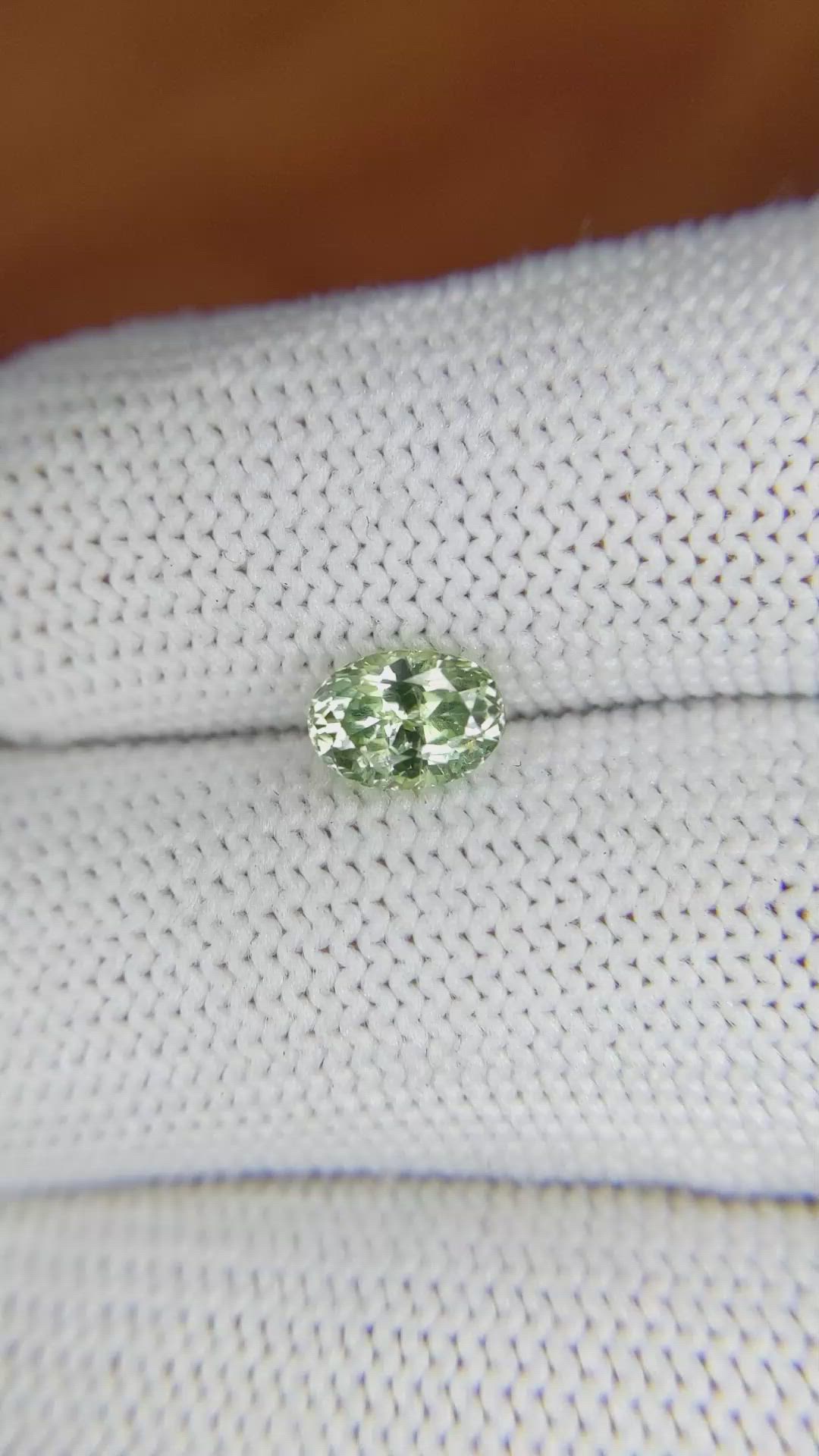 1.08 Ct. Yellowish Green Sapphire from Montana Size Video