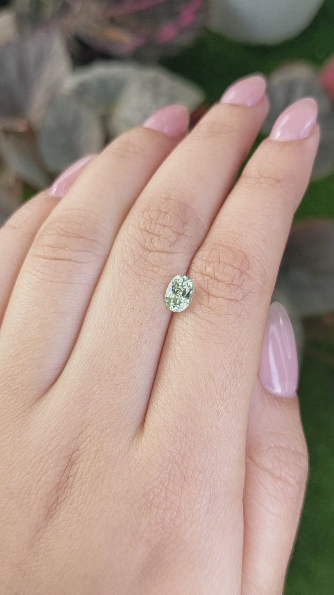 1.08 Ct. Yellowish Green Sapphire from Montana Size Video