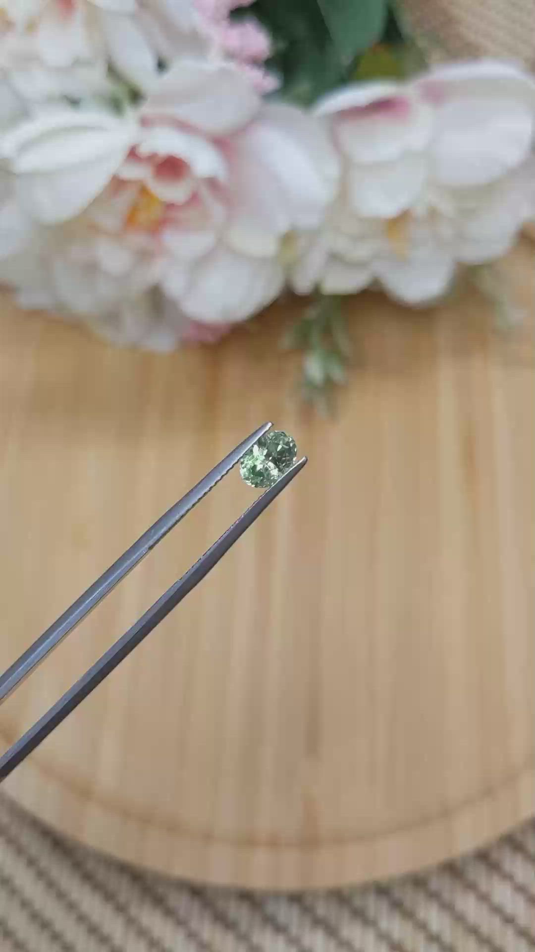 1.08 Ct. Yellowish Green Sapphire from Montana Size Video
