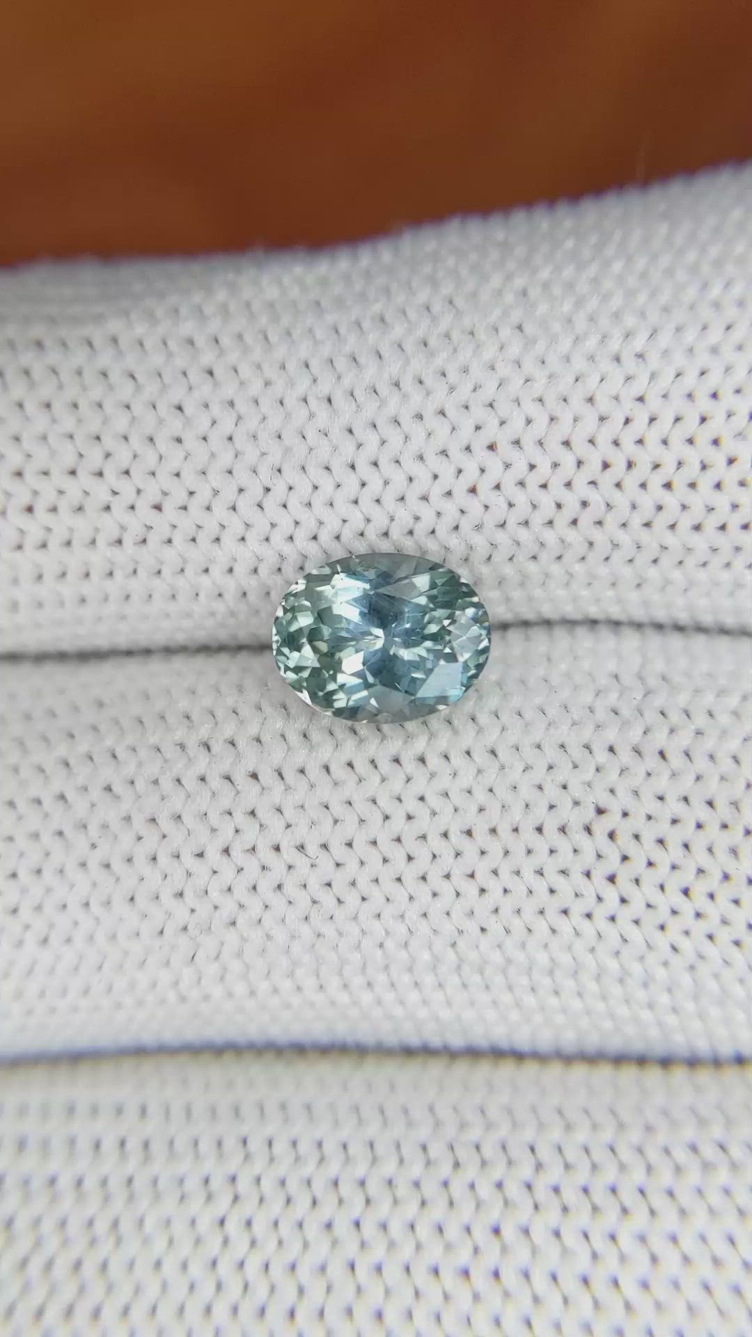 2.05 Ct. Greenish Blue Sapphire from Montana Size Video