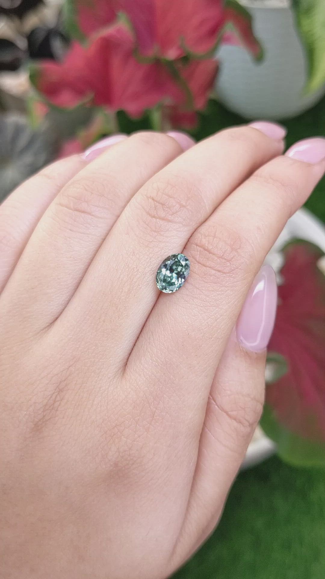 1.98 Ct. Bluish Green Sapphire from Montana Size Video
