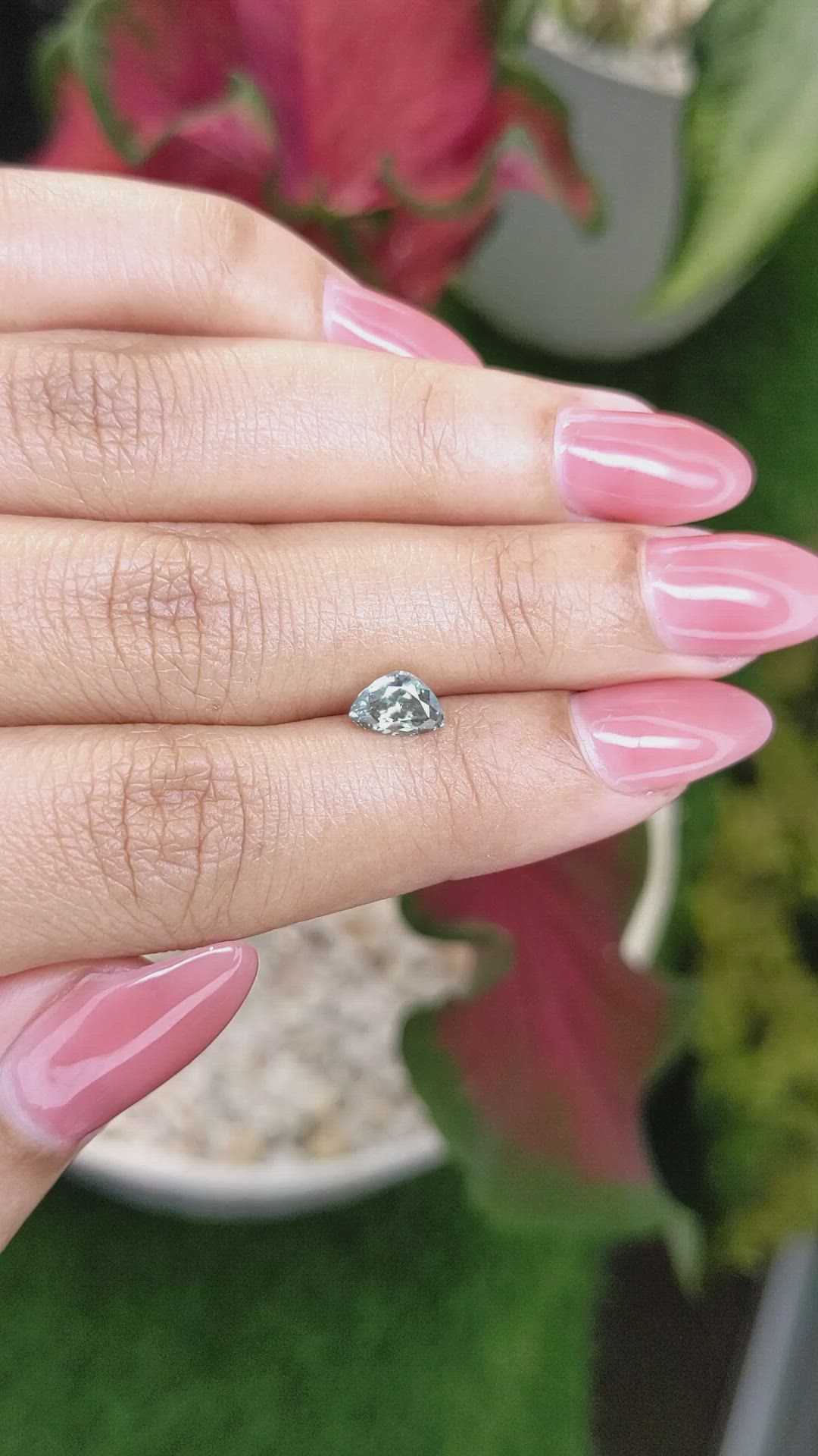 0.95 Ct. Bluish Green Sapphire from Montana Size Video