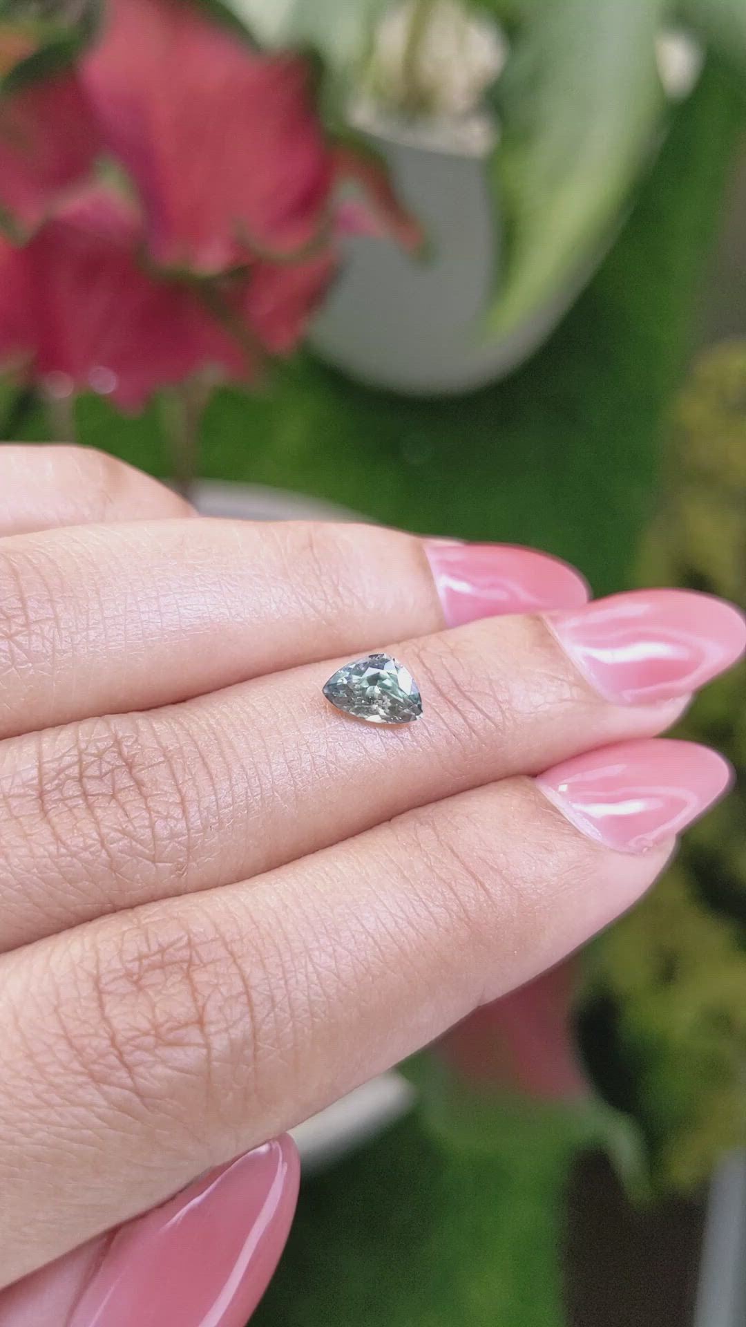 0.95 Ct. Bluish Green Sapphire from Montana Size Video