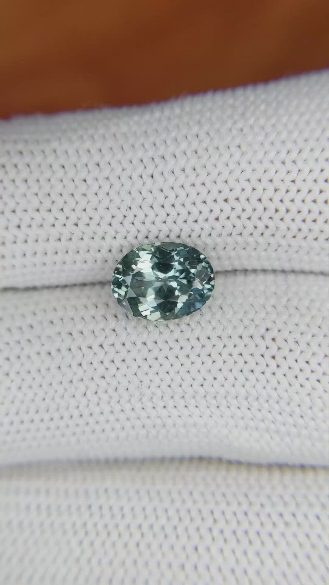 2.32 Ct. Bluish Green Sapphire from Montana Size Video