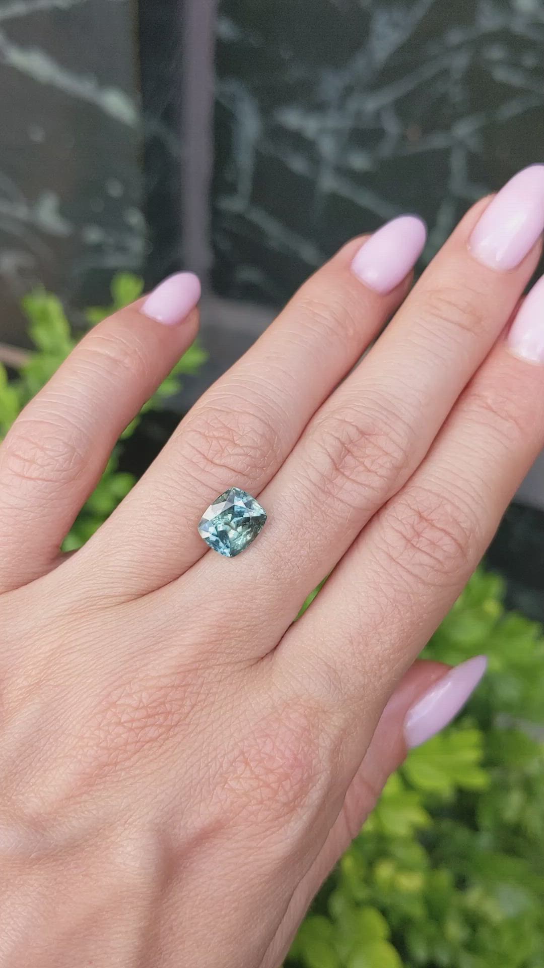 3.33 Ct. Bluish Green Sapphire from Montana Size Video