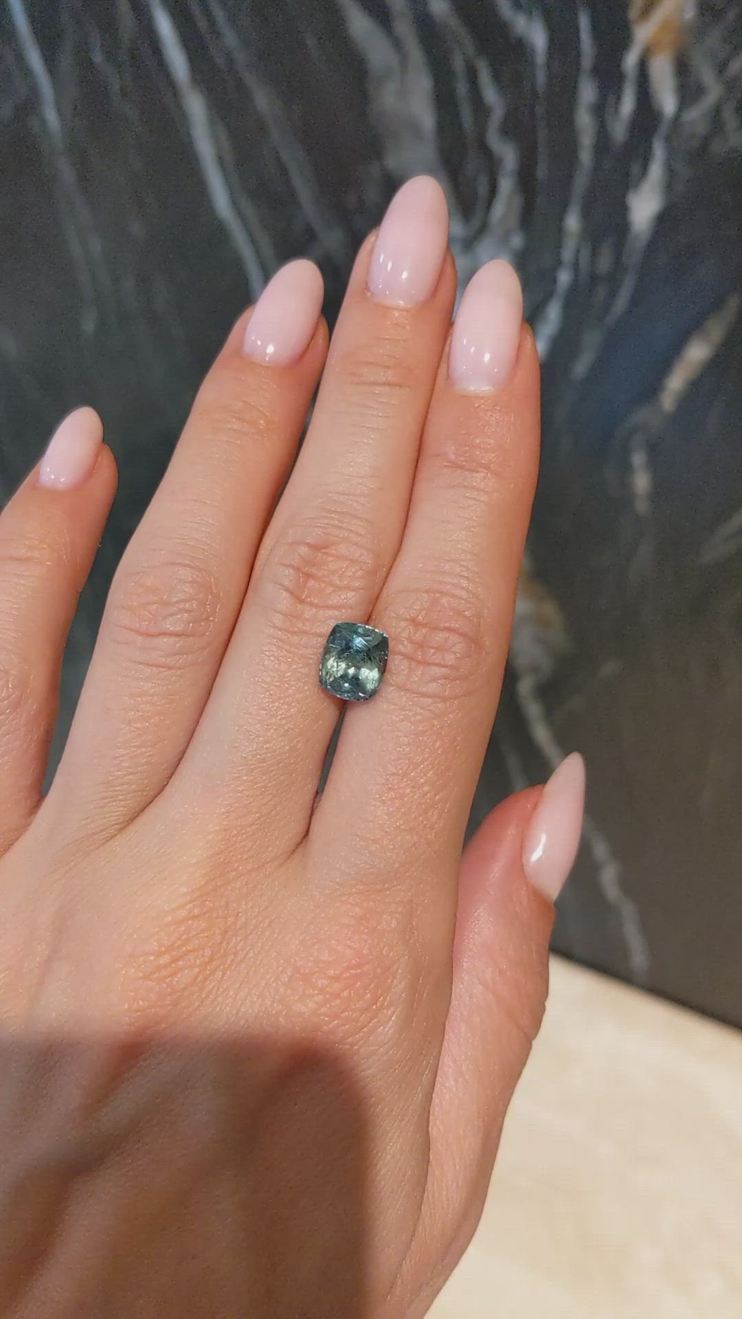 3.33 Ct. Bluish Green Sapphire from Montana Size Video