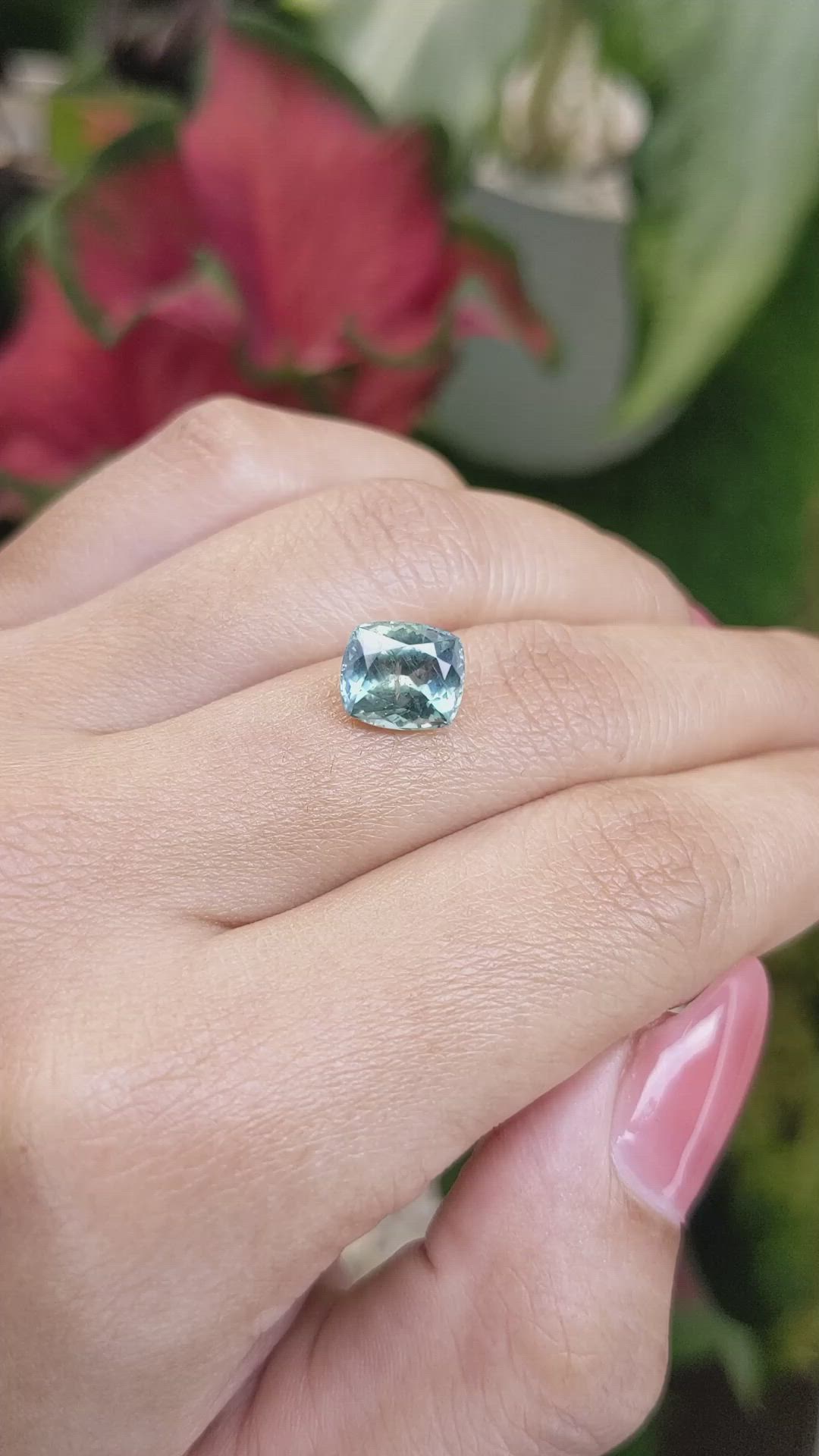3.33 Ct. Bluish Green Sapphire from Montana Size Video