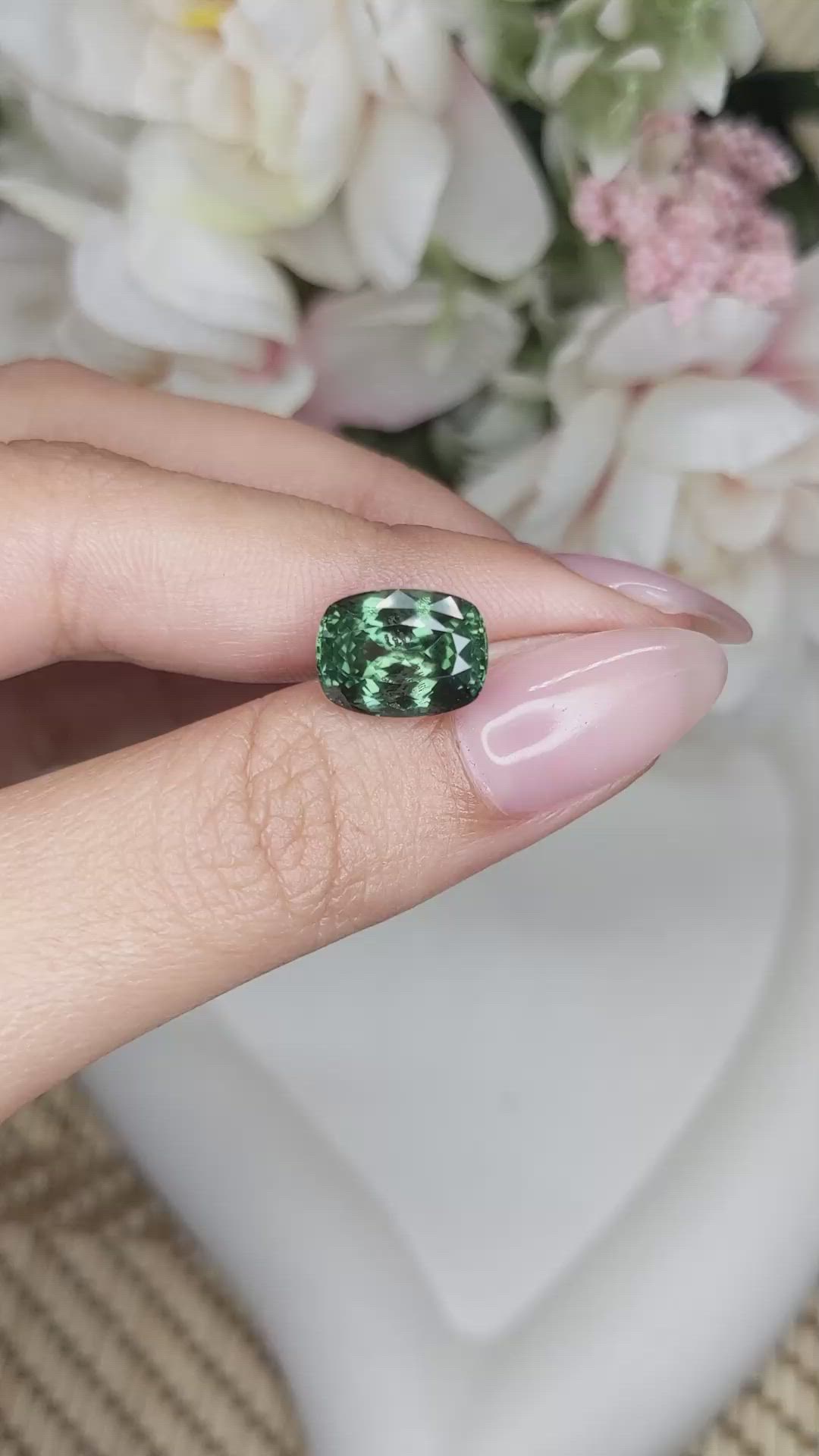 5.91 Ct. Green Sapphire from Montana Size Video