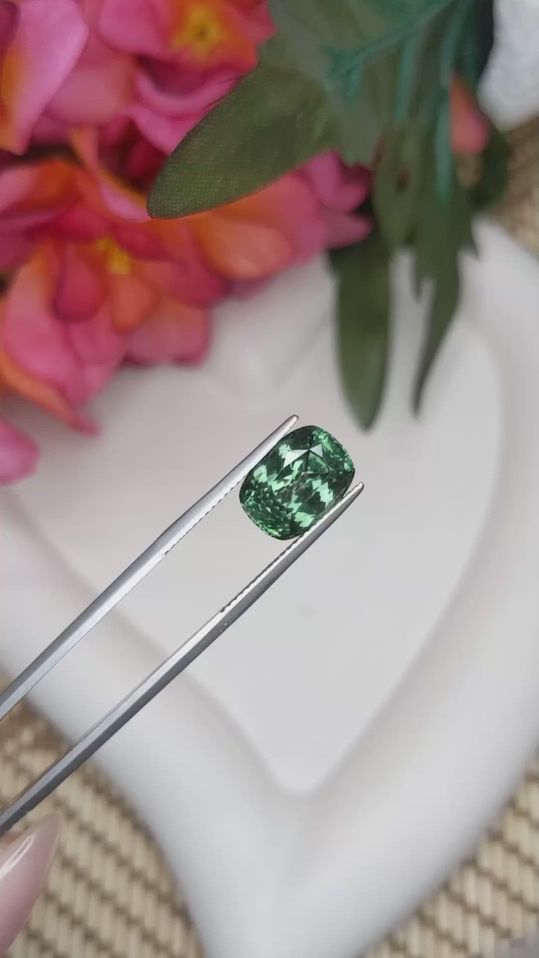 5.91 Ct. Green Sapphire from Montana Size Video
