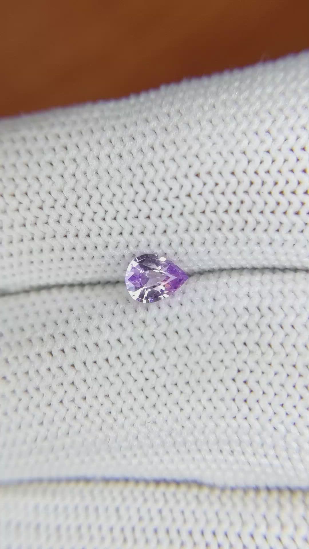 0.38 Ct. Pinkish Purple Sapphire from Ceylon (Sri Lanka) Size Video
