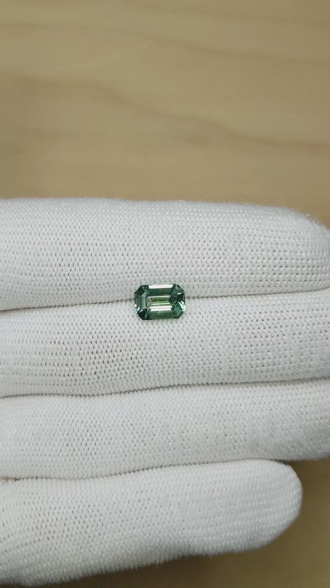 2.54 Ct. Bluish Green Sapphire from Madagascar Size Video
