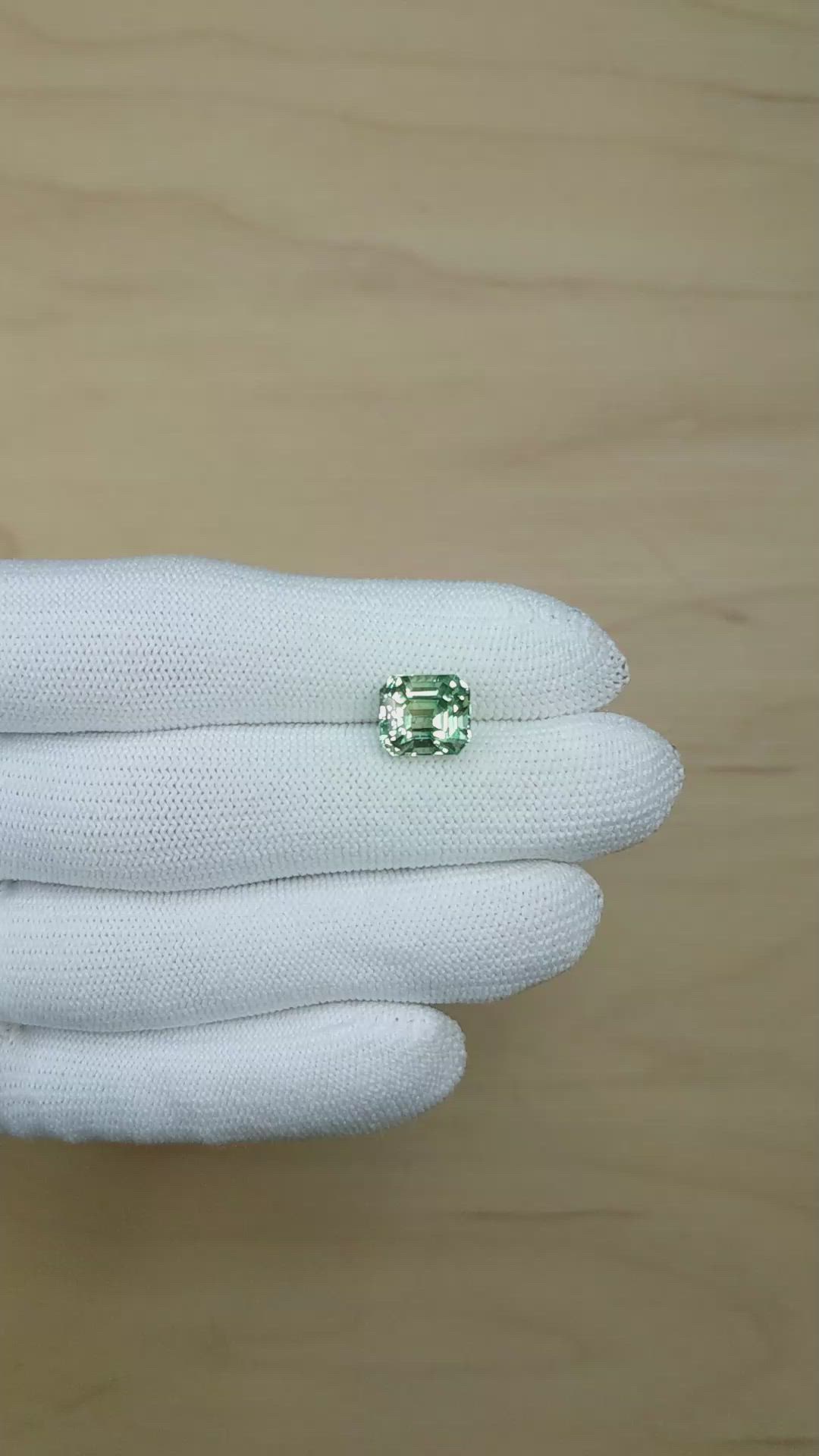 5.41 Ct. Bluish Green Sapphire from Madagascar Size Video