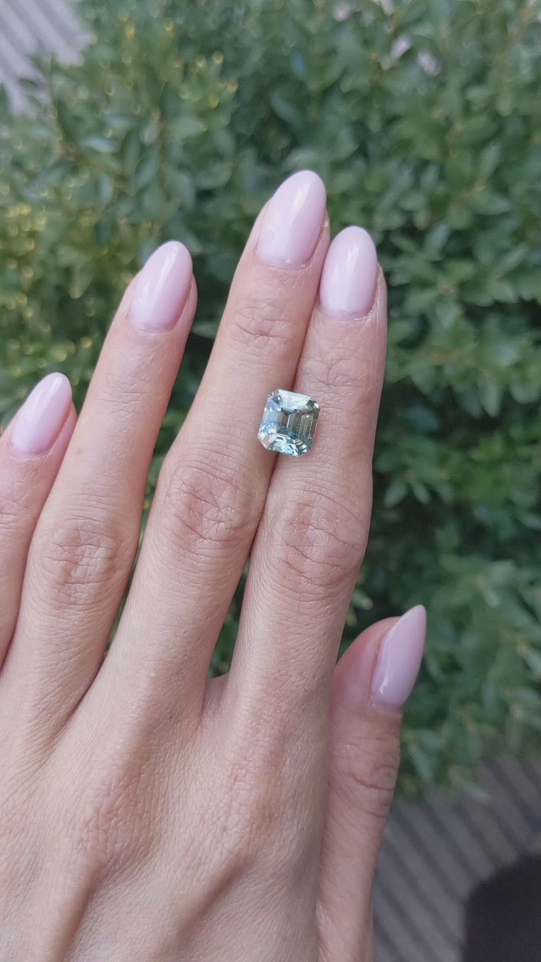 5.41 Ct. Bluish Green Sapphire from Madagascar Size Video