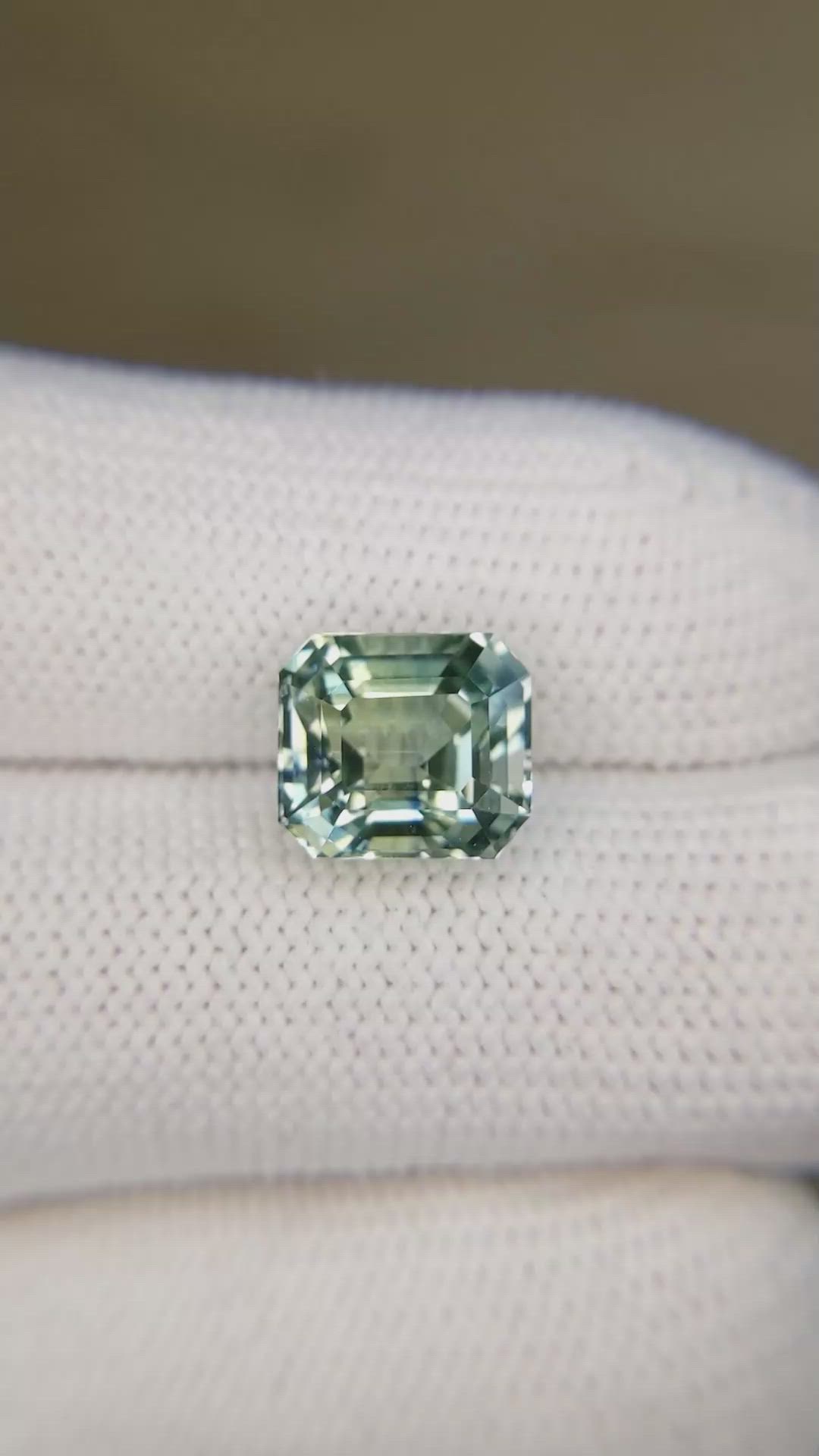 5.41 Ct. Bluish Green Sapphire from Madagascar Size Video
