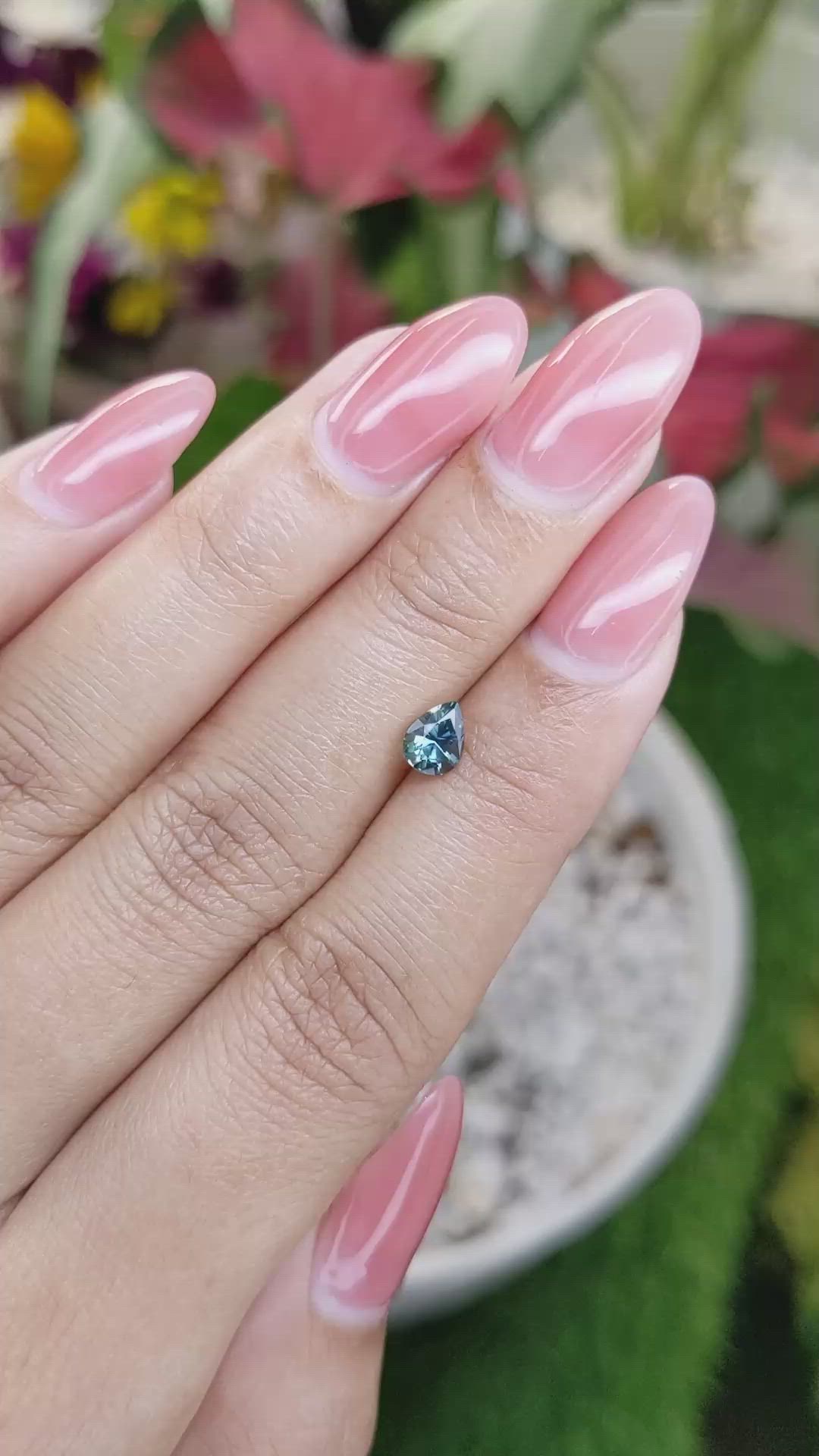 0.71 Ct. Greenish Blue Sapphire from Ceylon (Sri Lanka) Size Video