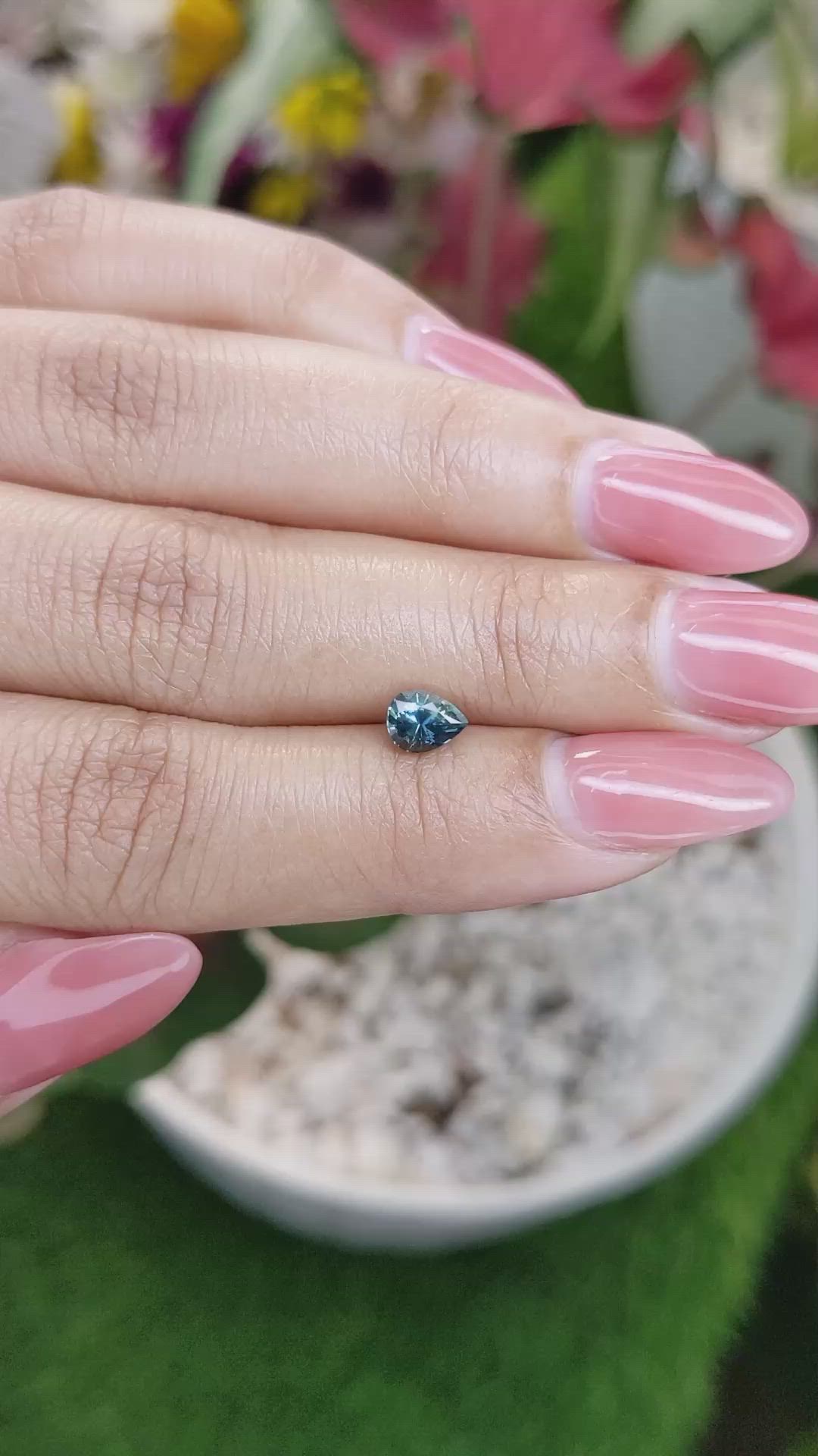 0.71 Ct. Greenish Blue Sapphire from Ceylon (Sri Lanka) Size Video