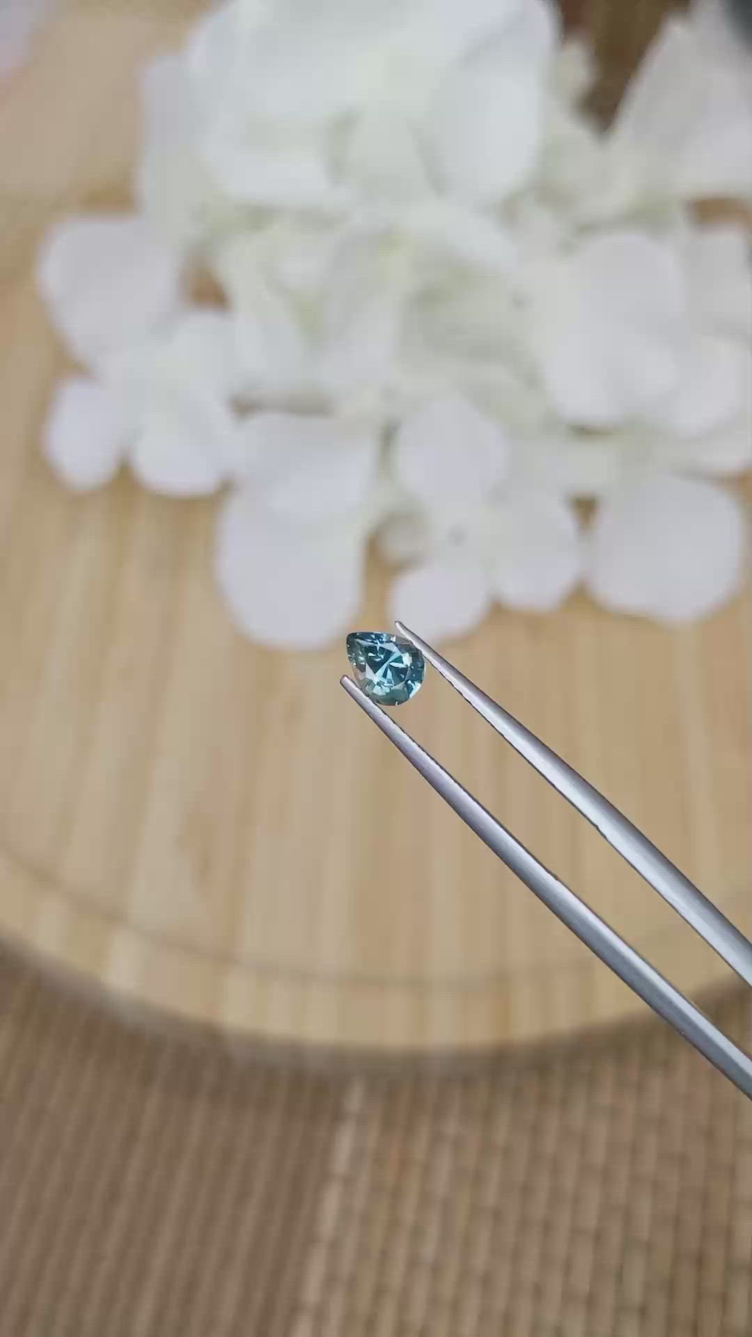 0.71 Ct. Greenish Blue Sapphire from Ceylon (Sri Lanka) Size Video