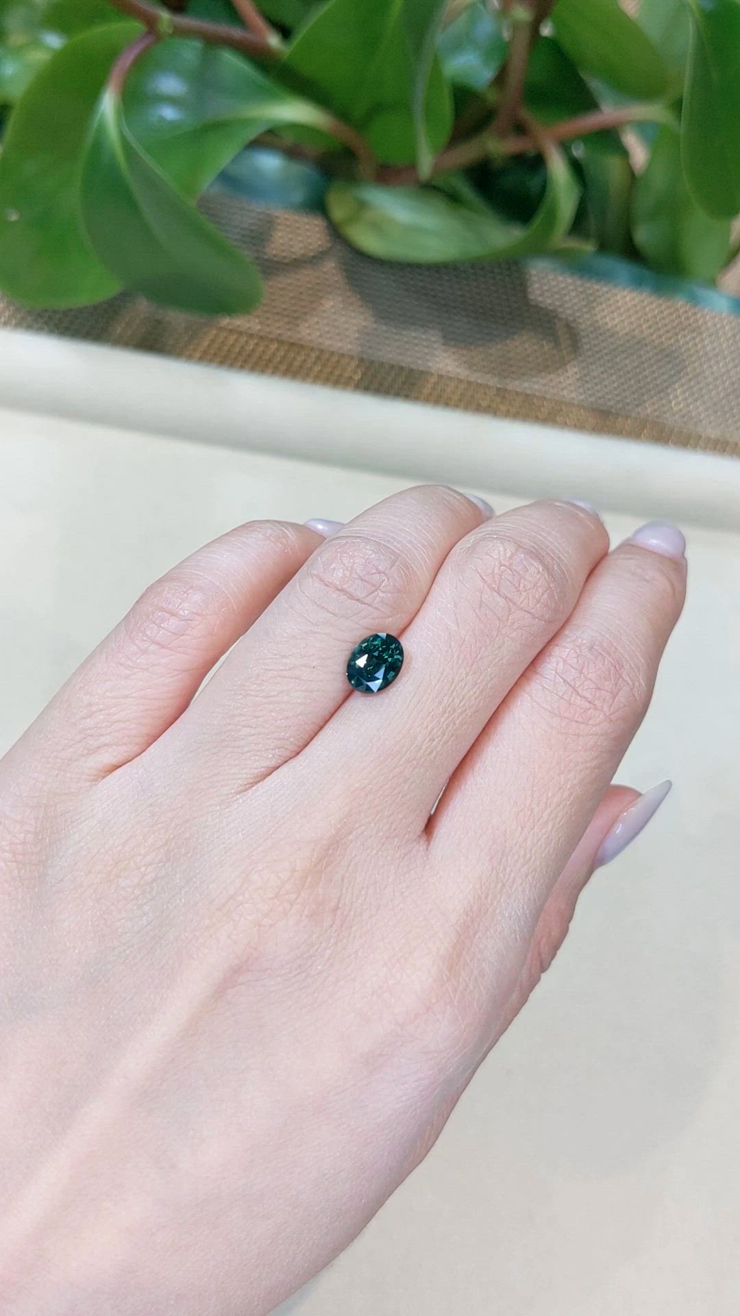 1.81 Ct. Bluish Green Sapphire from Madagascar Size Video