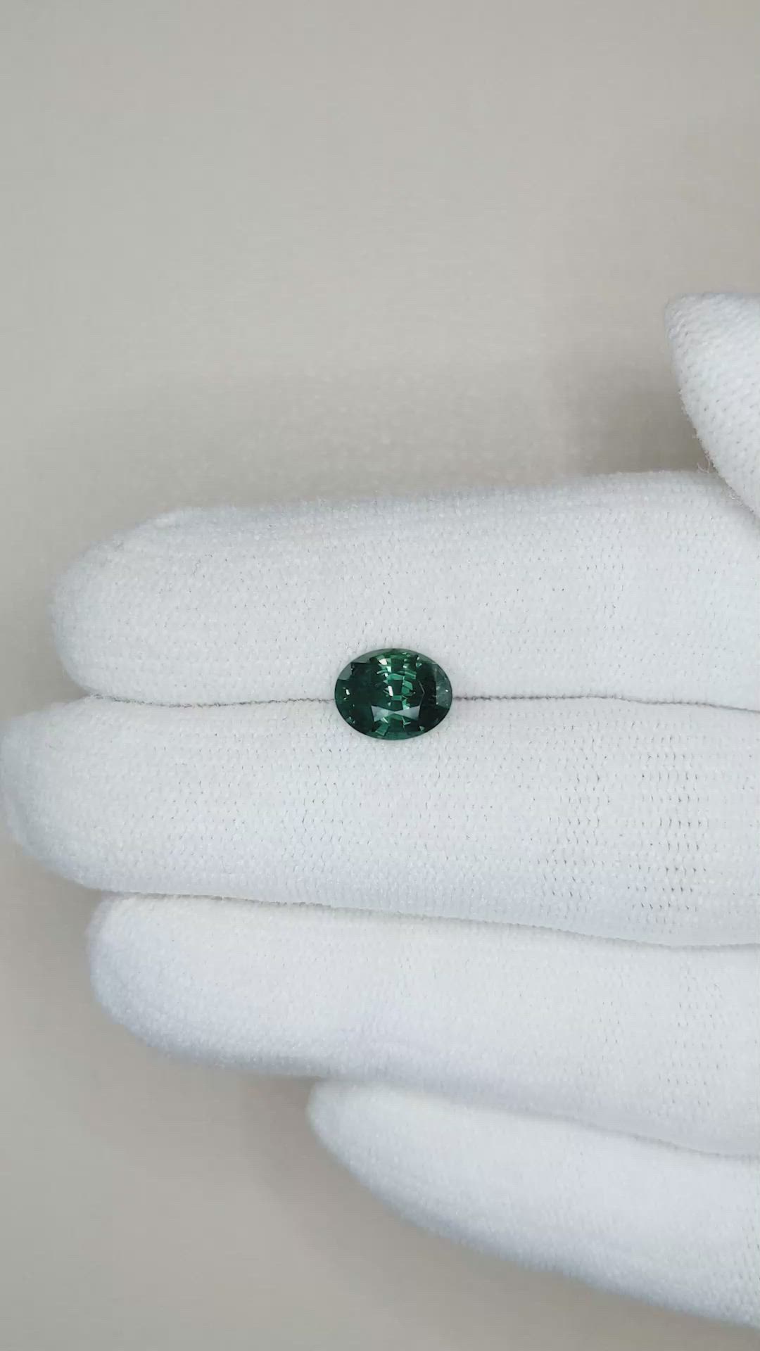 1.81 Ct. Bluish Green Sapphire from Madagascar Size Video