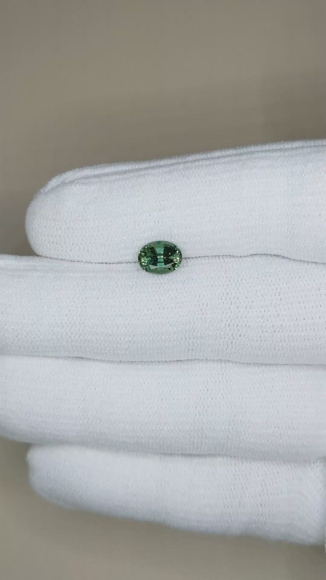 1.41 Ct. Bluish Green Sapphire from Madagascar Size Video