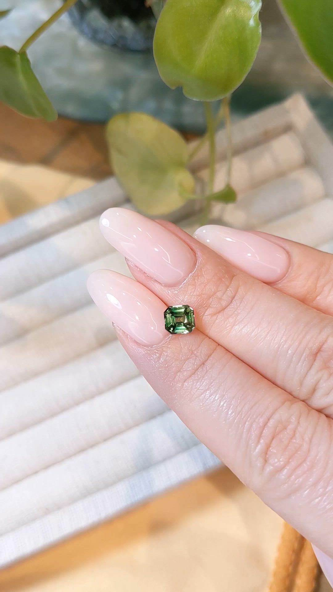 1.06 Ct. Bluish Green Sapphire from Madagascar Size Video