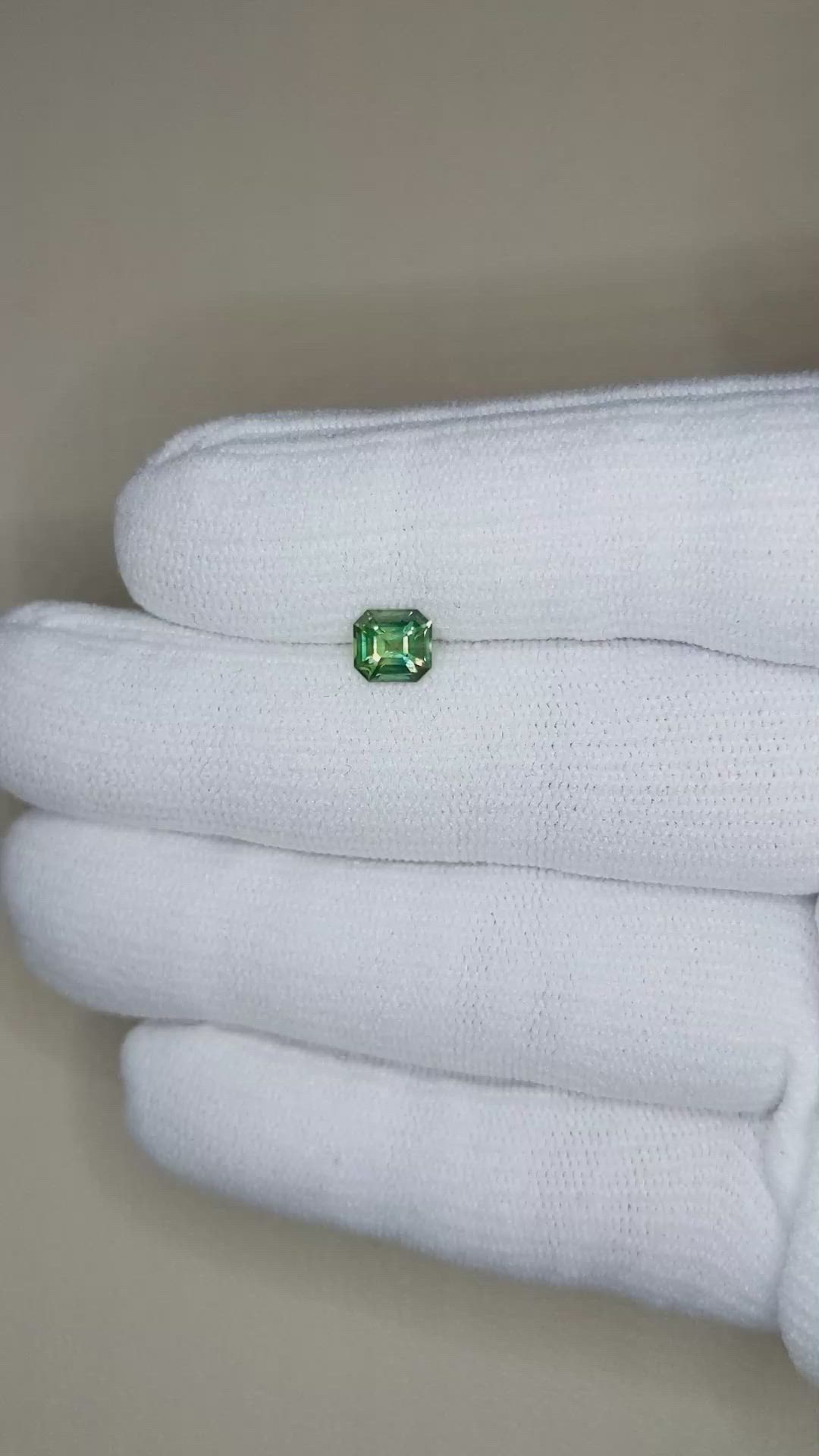 1.06 Ct. Bluish Green Sapphire from Madagascar Size Video