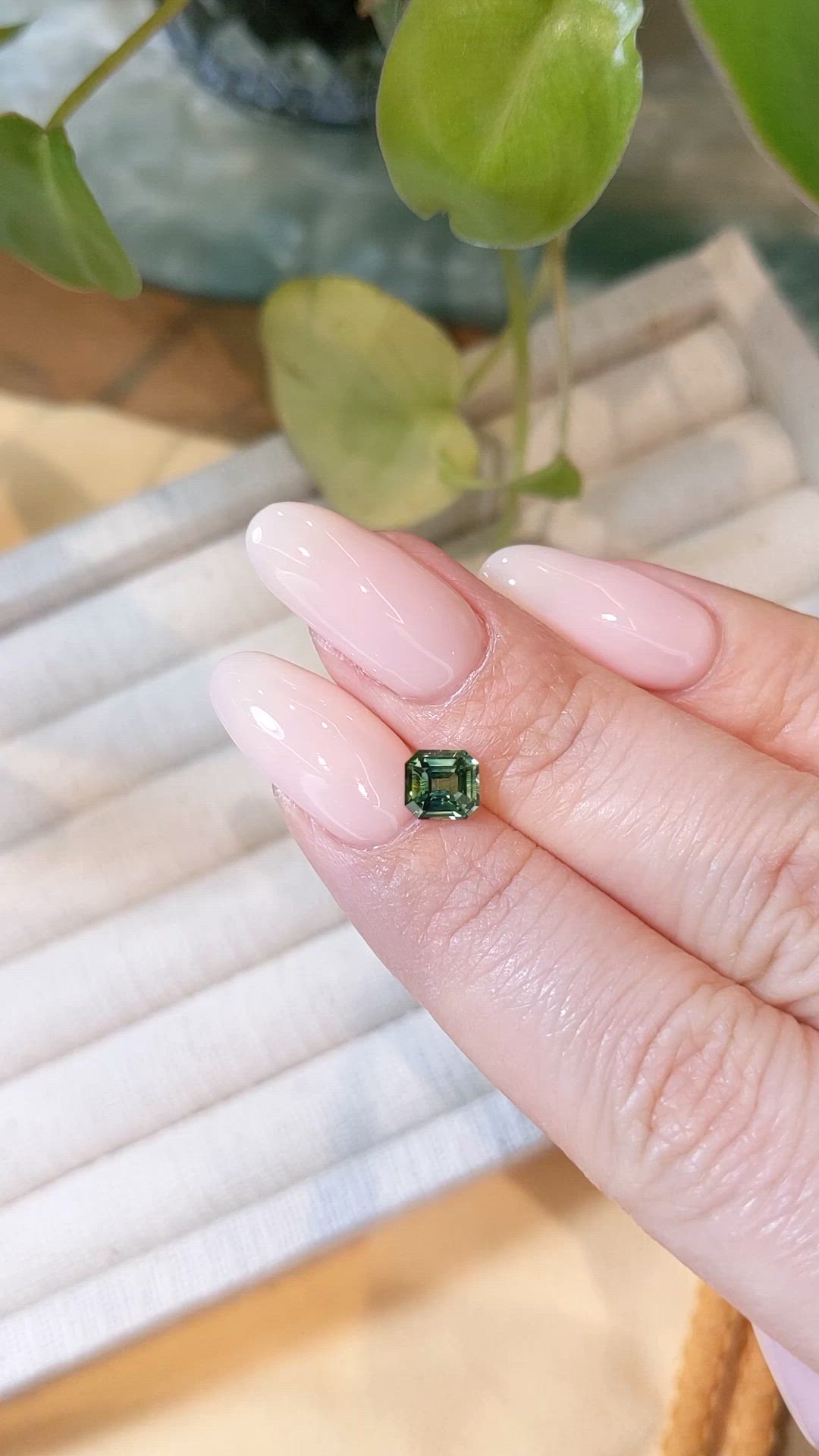 1.06 Ct. Bluish Green Sapphire from Madagascar Size Video