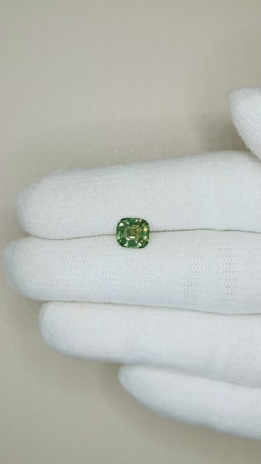 1.61 Ct. Yellowish Green Sapphire from Madagascar Size Video